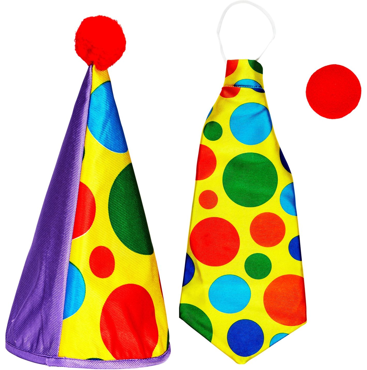 Clown accessoire set geel met stippen