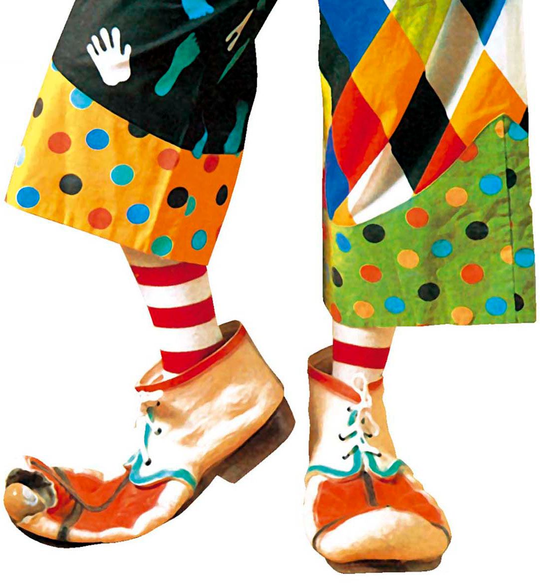 Clown schoenen wit rood