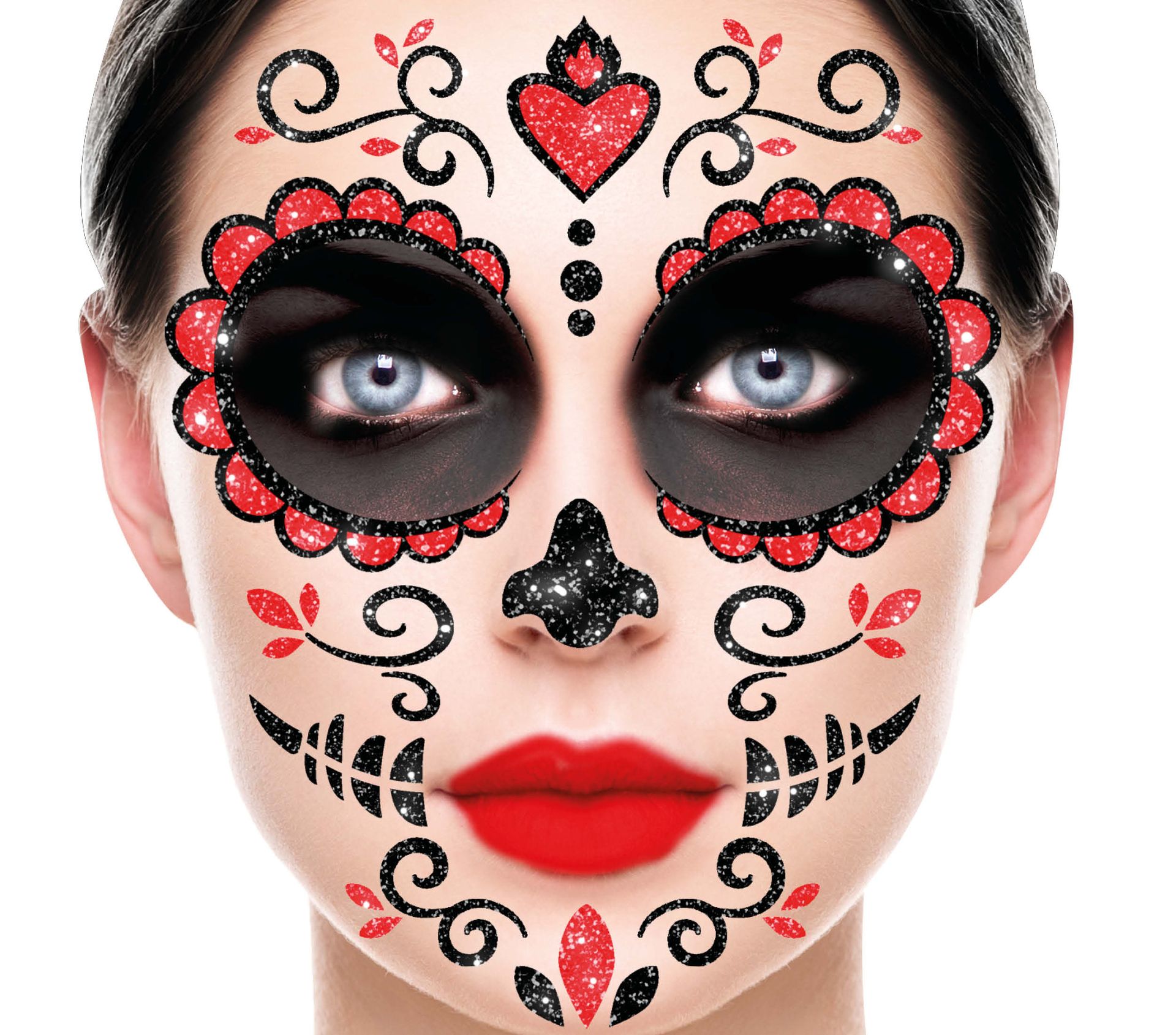 Día de Muertos glitter gezicht decoratie