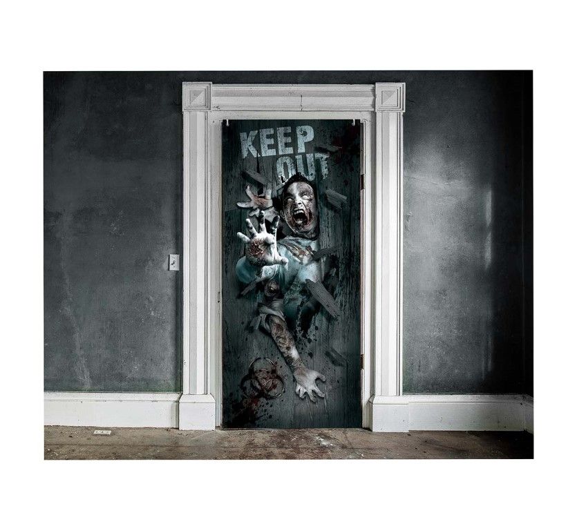 Deurdecoratie zombie aanval 80 x 180 cm halloween