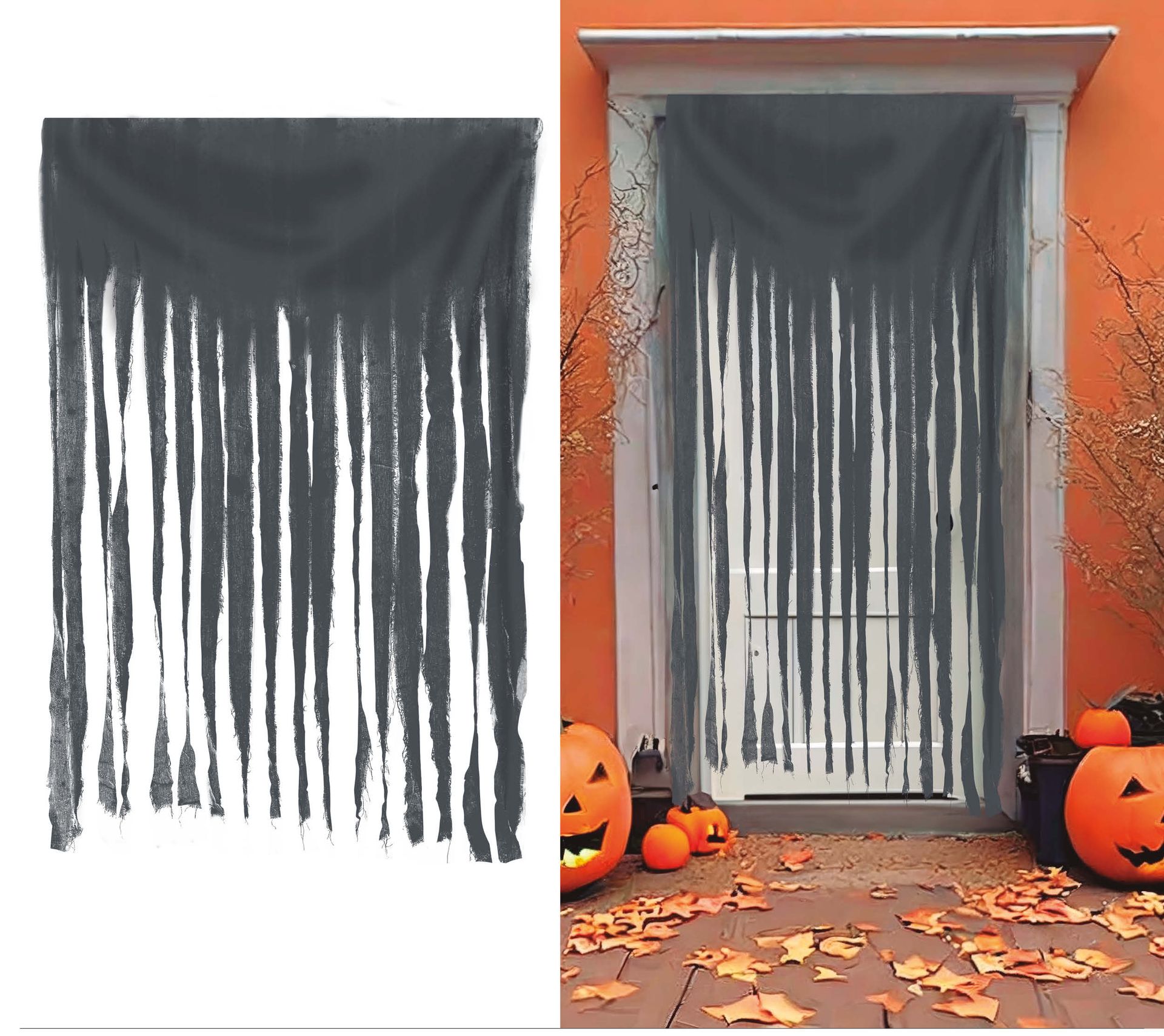 Deurgordijn halloween grijs 100 x 200 cm