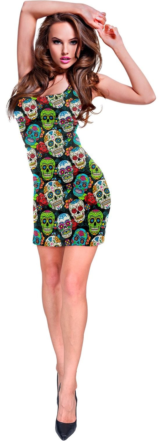 Dia de los muertos sexy gekleurd jurkje vrouwen