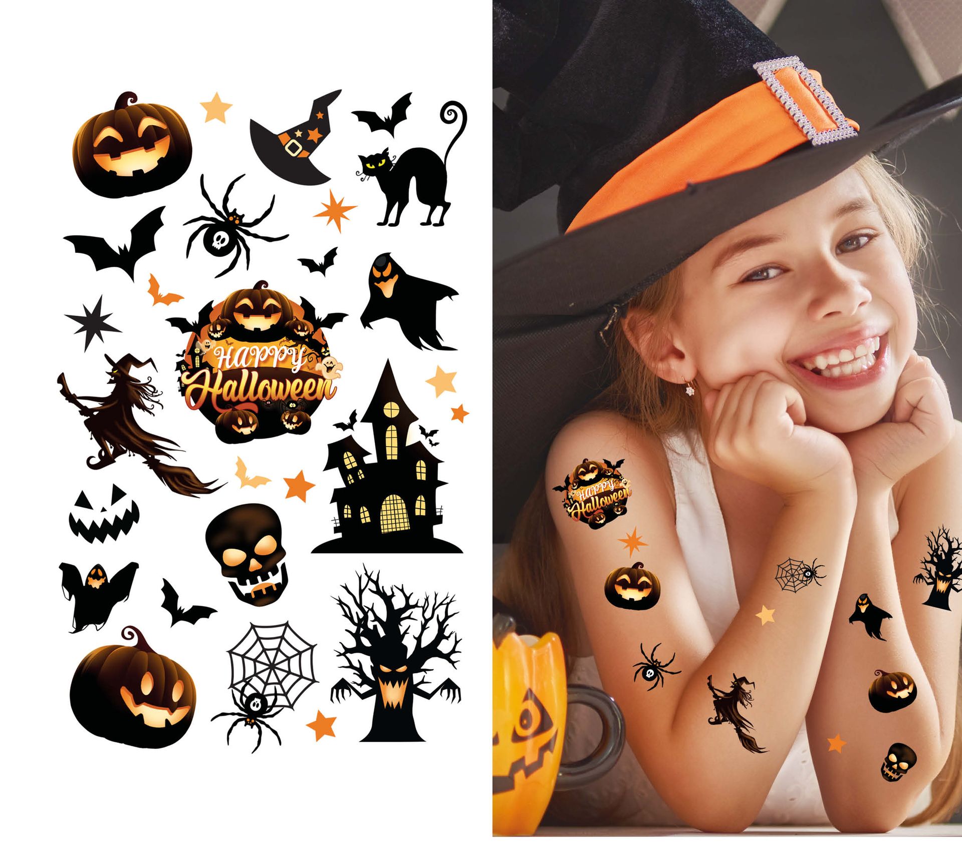 Enge halloween tattoos met lijm kind