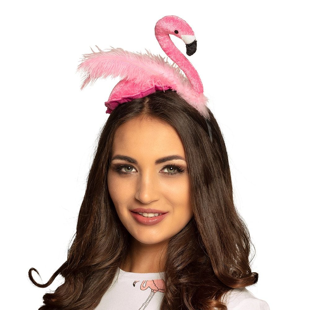 Flamingo haarband roze pluche