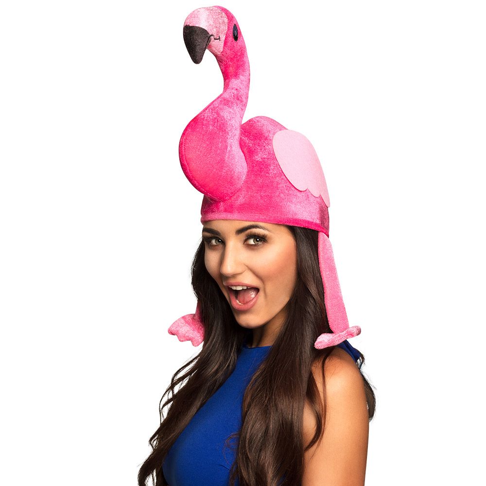 Flamingo hoed roze pluche