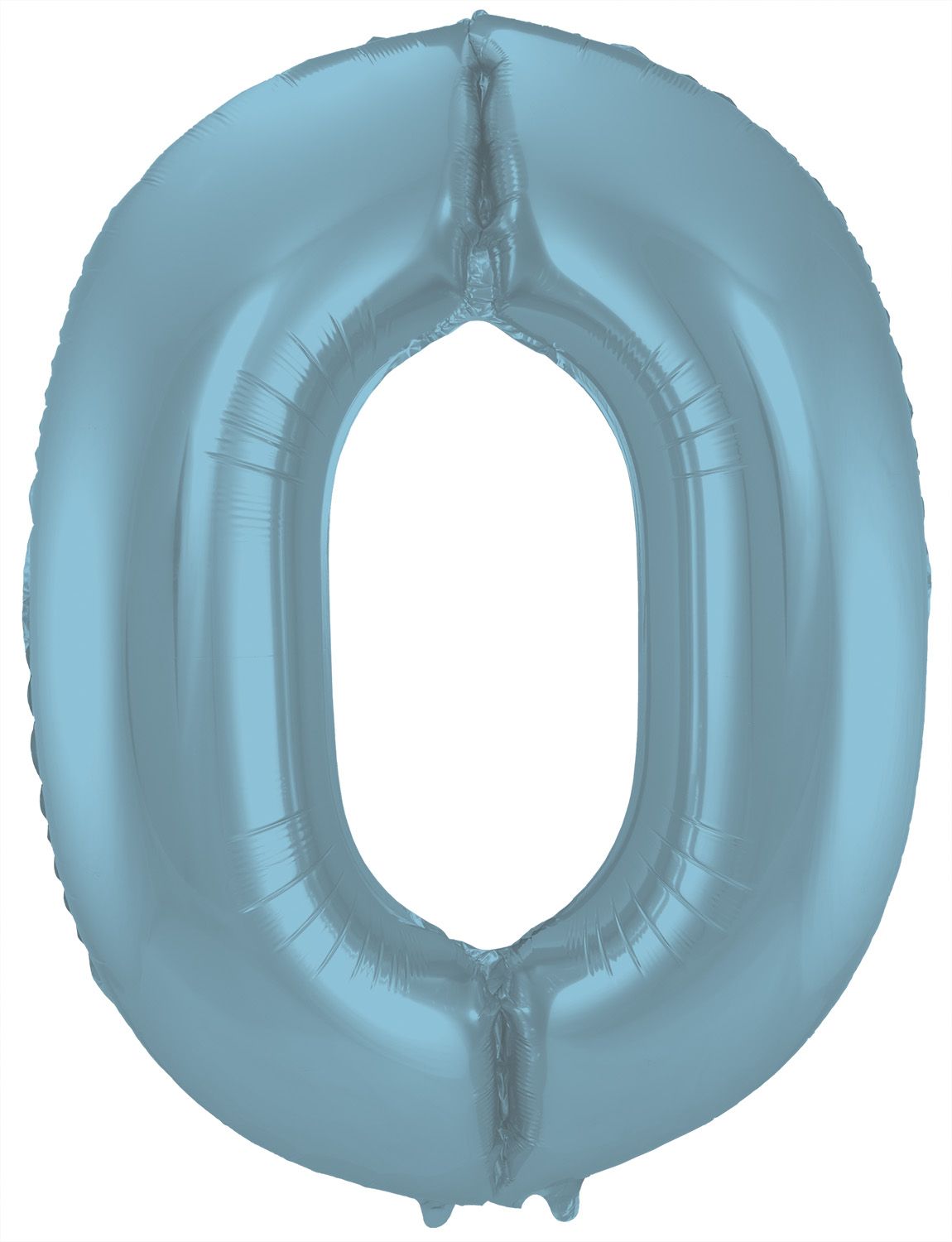 Folieballon cijfer 0 metallic pastel blauw 86cm