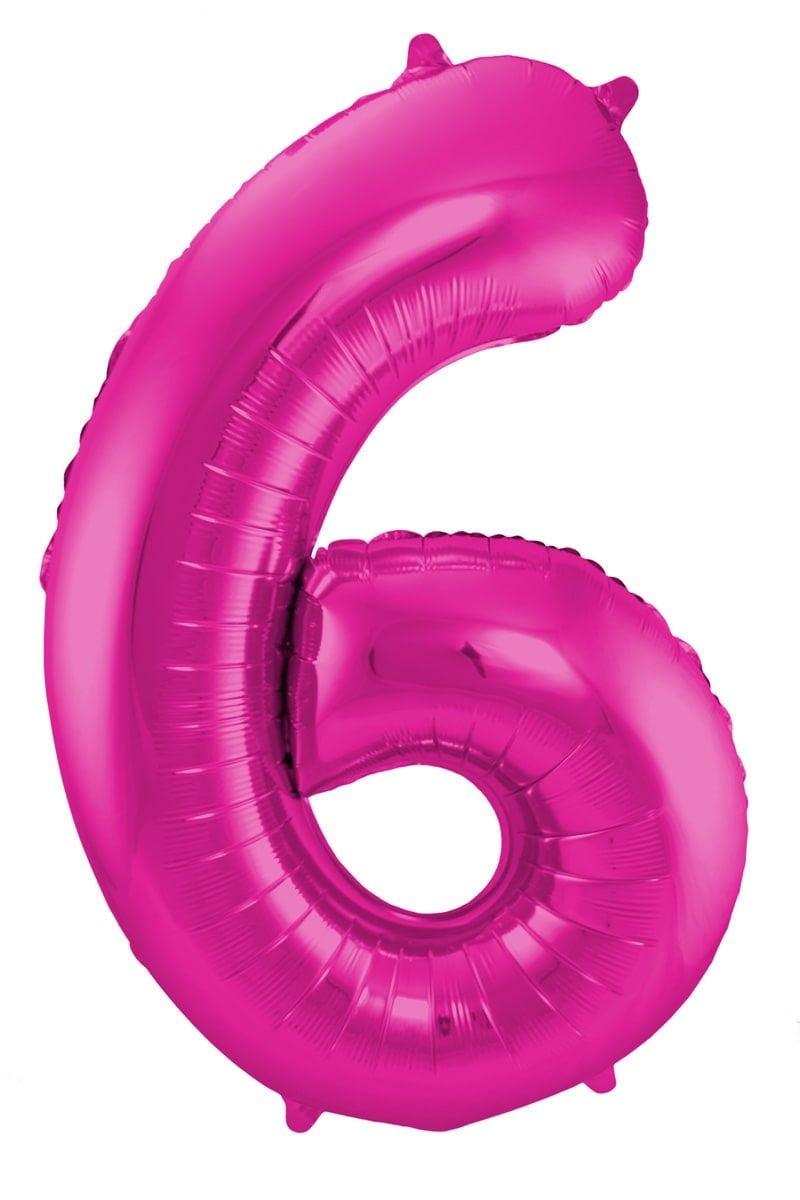 Folieballon cijfer 6 roze 86cm