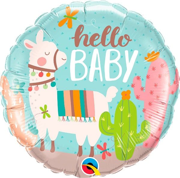 Folieballon hello baby lama