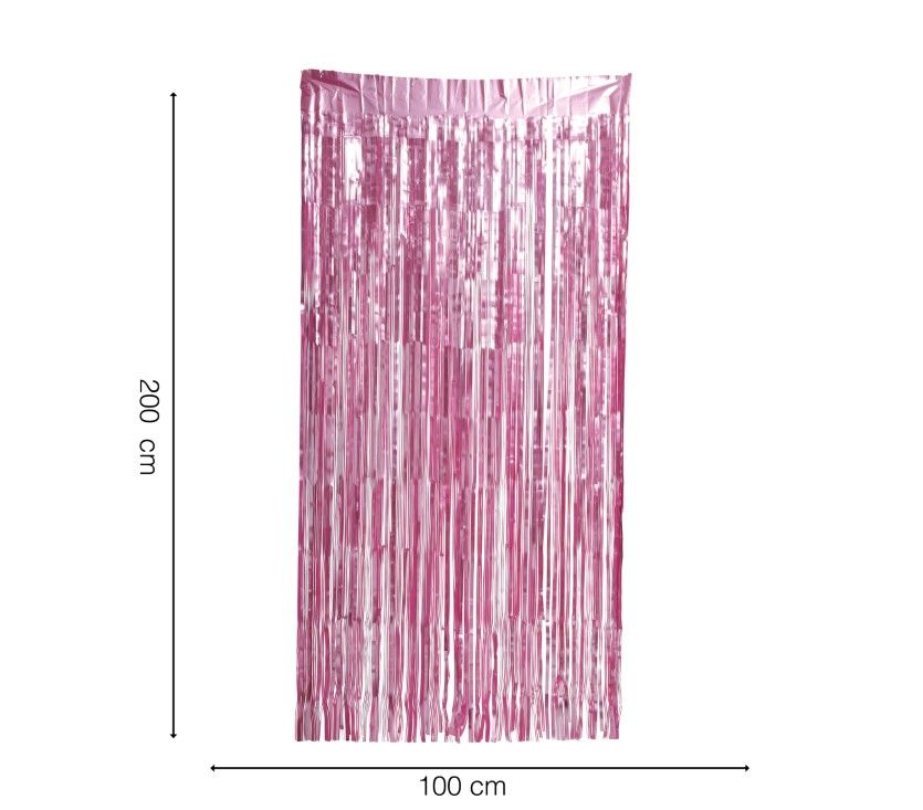 Franjegordijn roze metallic mat 100 x 200 cm