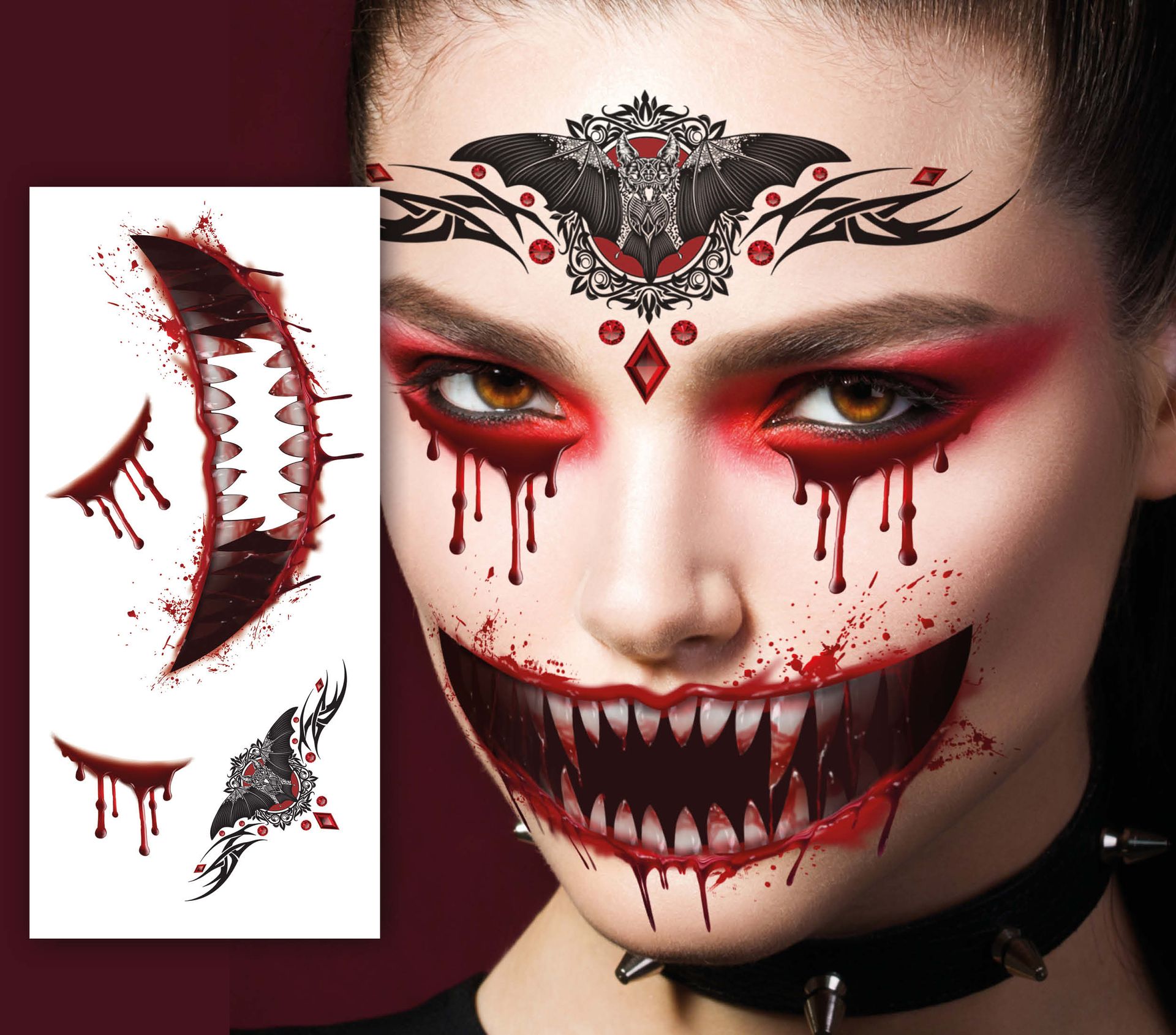 Gezichtstattoos vampier halloween