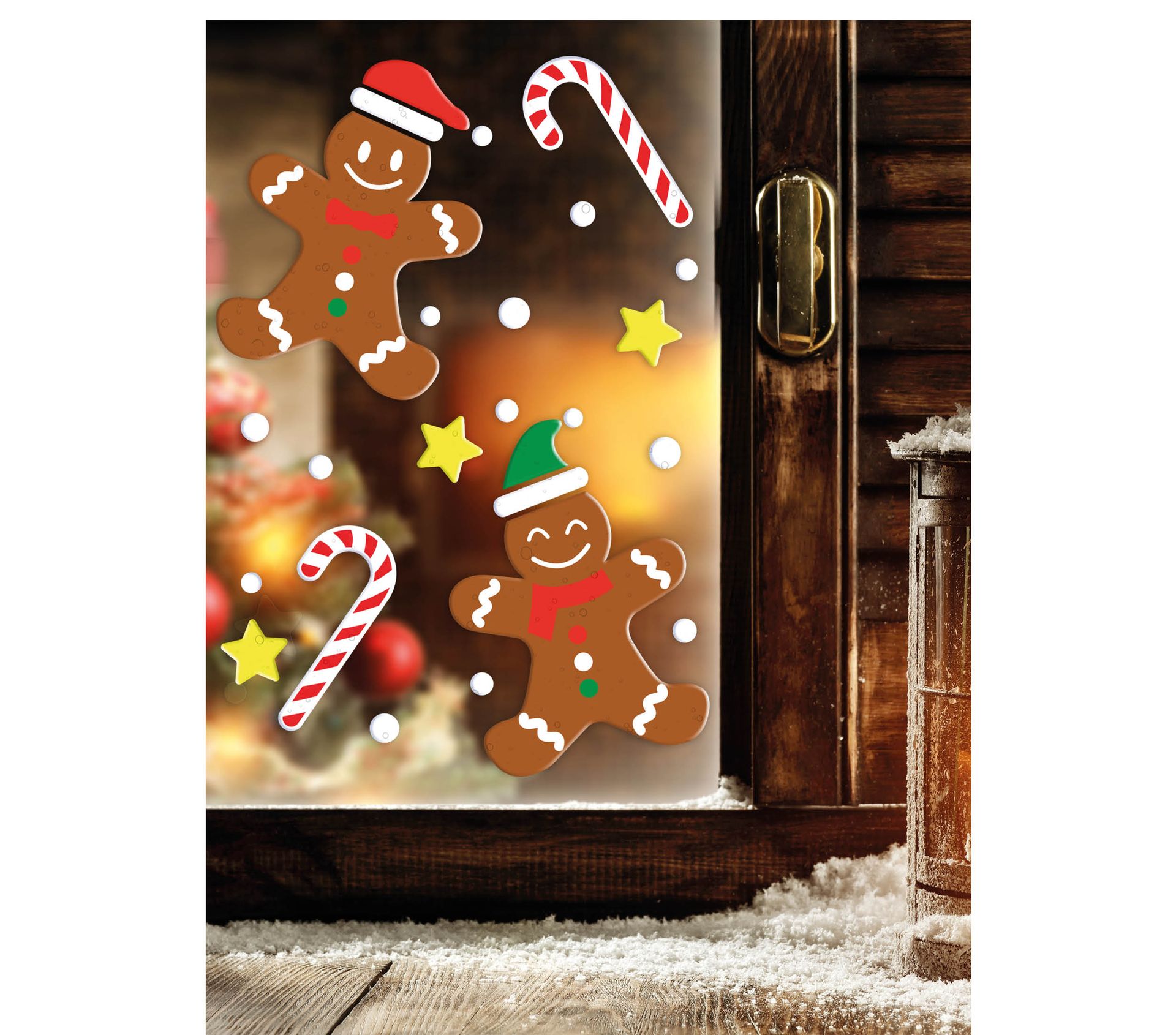 Gingerbread raam sticker gel kerst