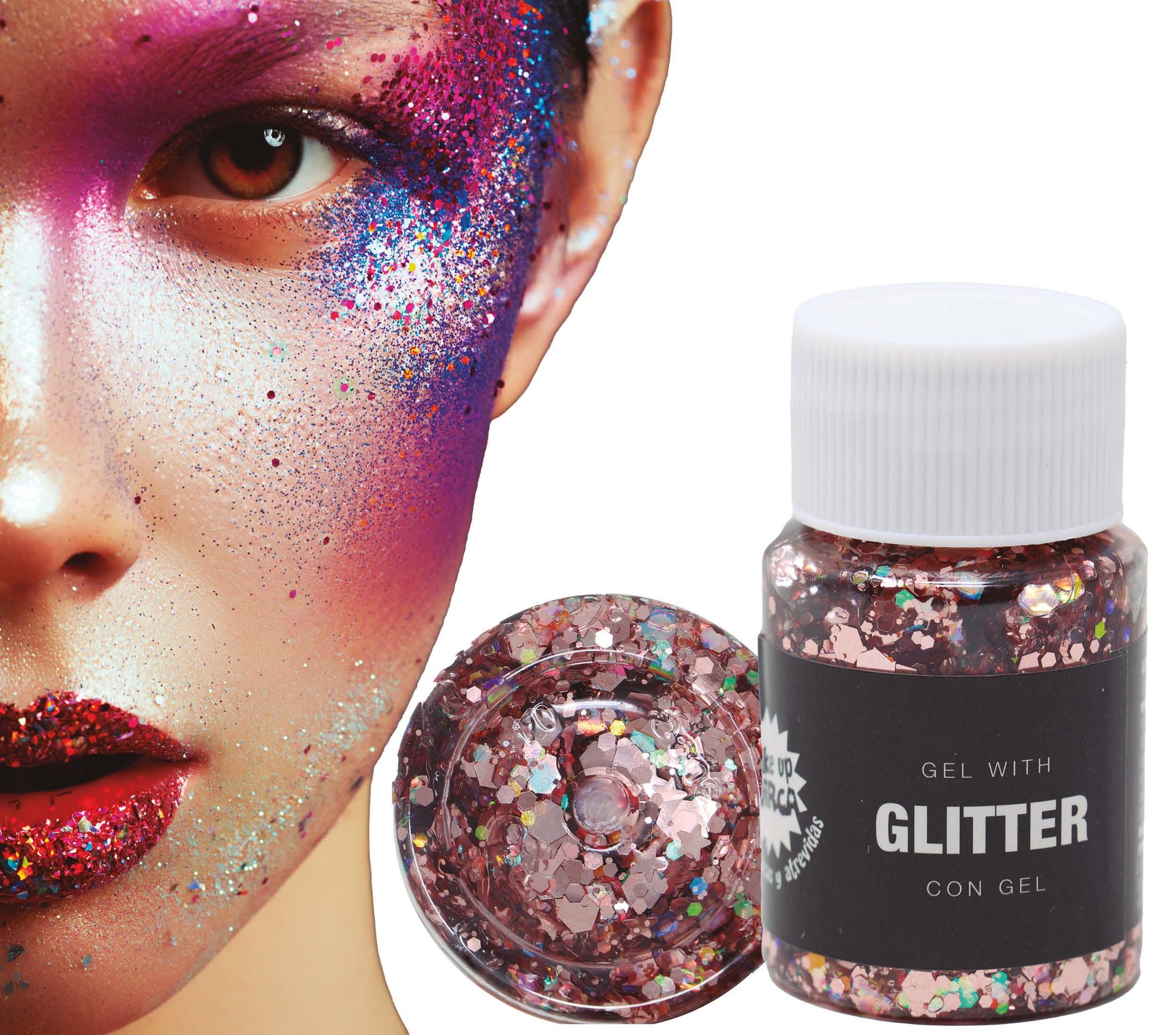 Glitter gel roze/goud 20g