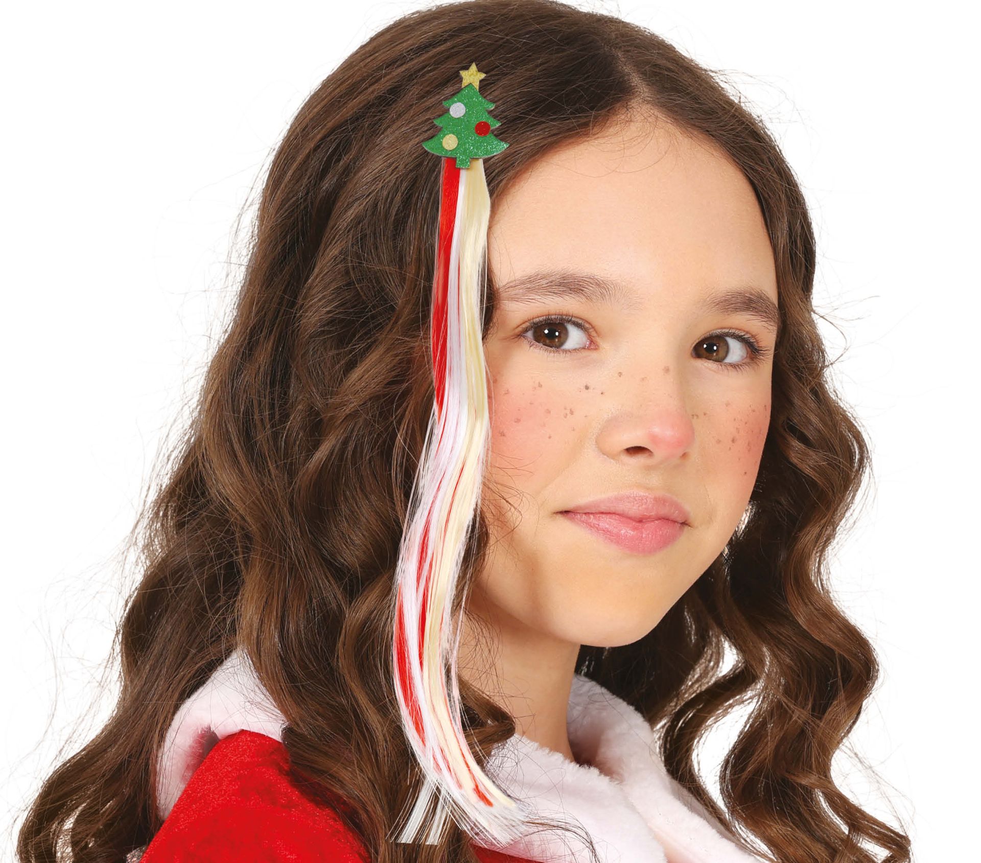 Glitter kerstboom haarclip nephaar 30cm