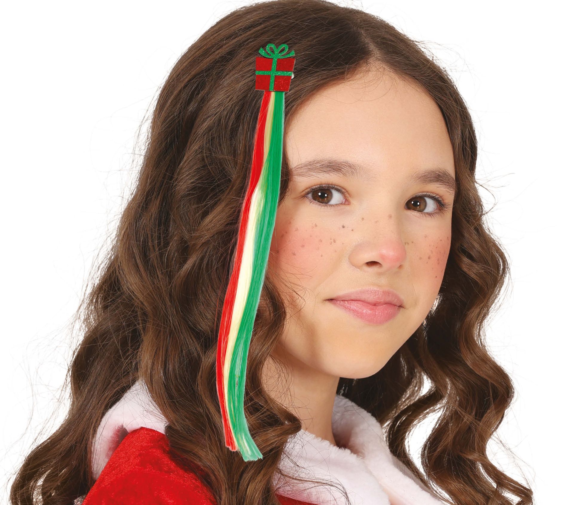 Glitter kerstcadeau haarclip nephaar 30cm