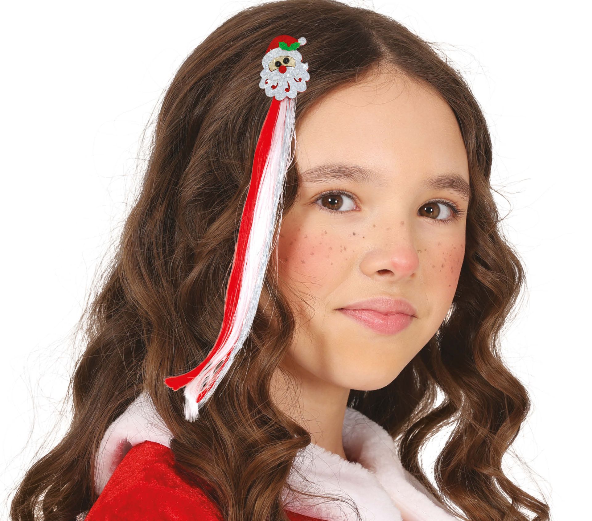 Glitter kerstman haarclip nephaar 30cm