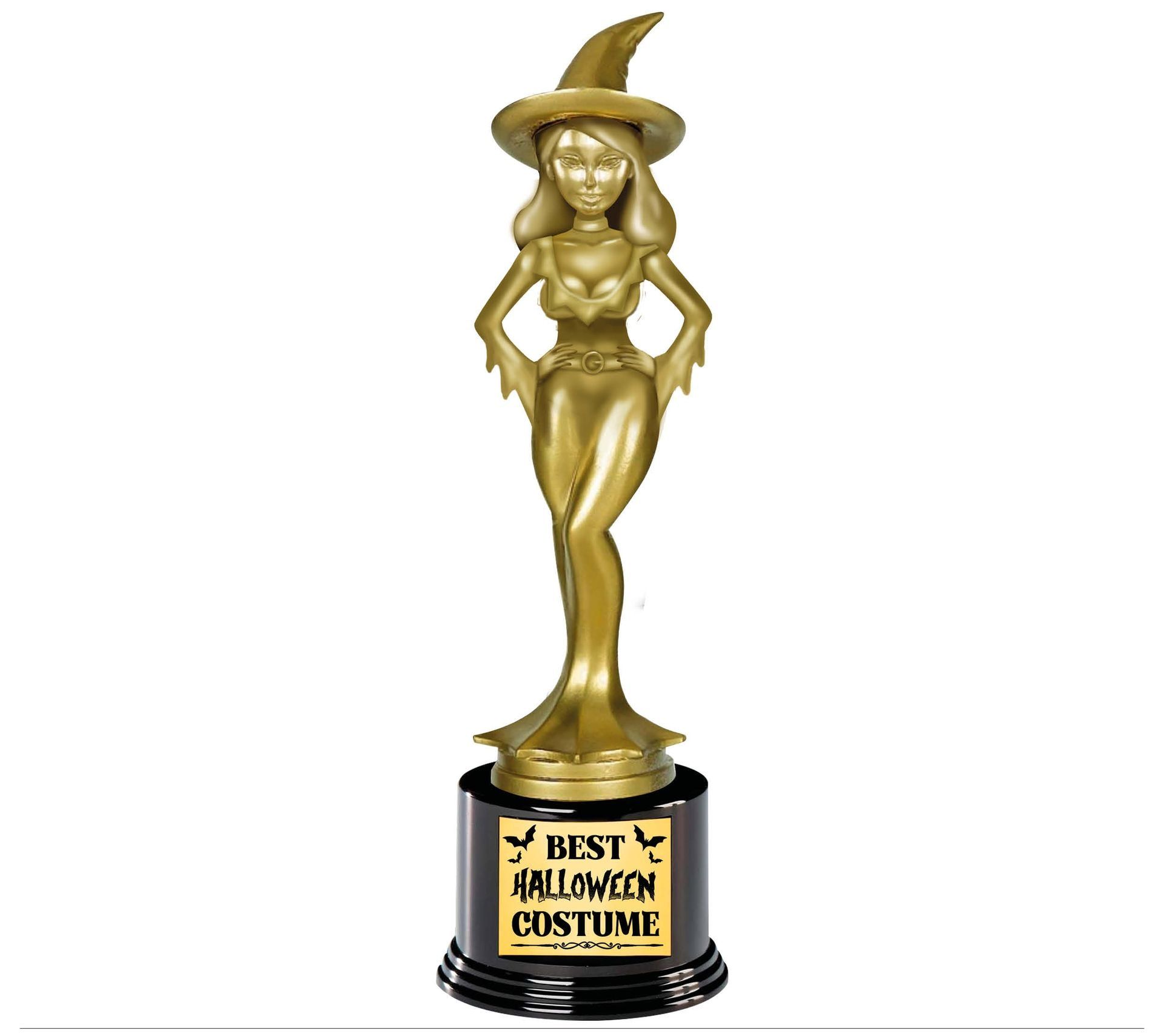 Gouden heks beste halloween kostuum award plastic 22 cm