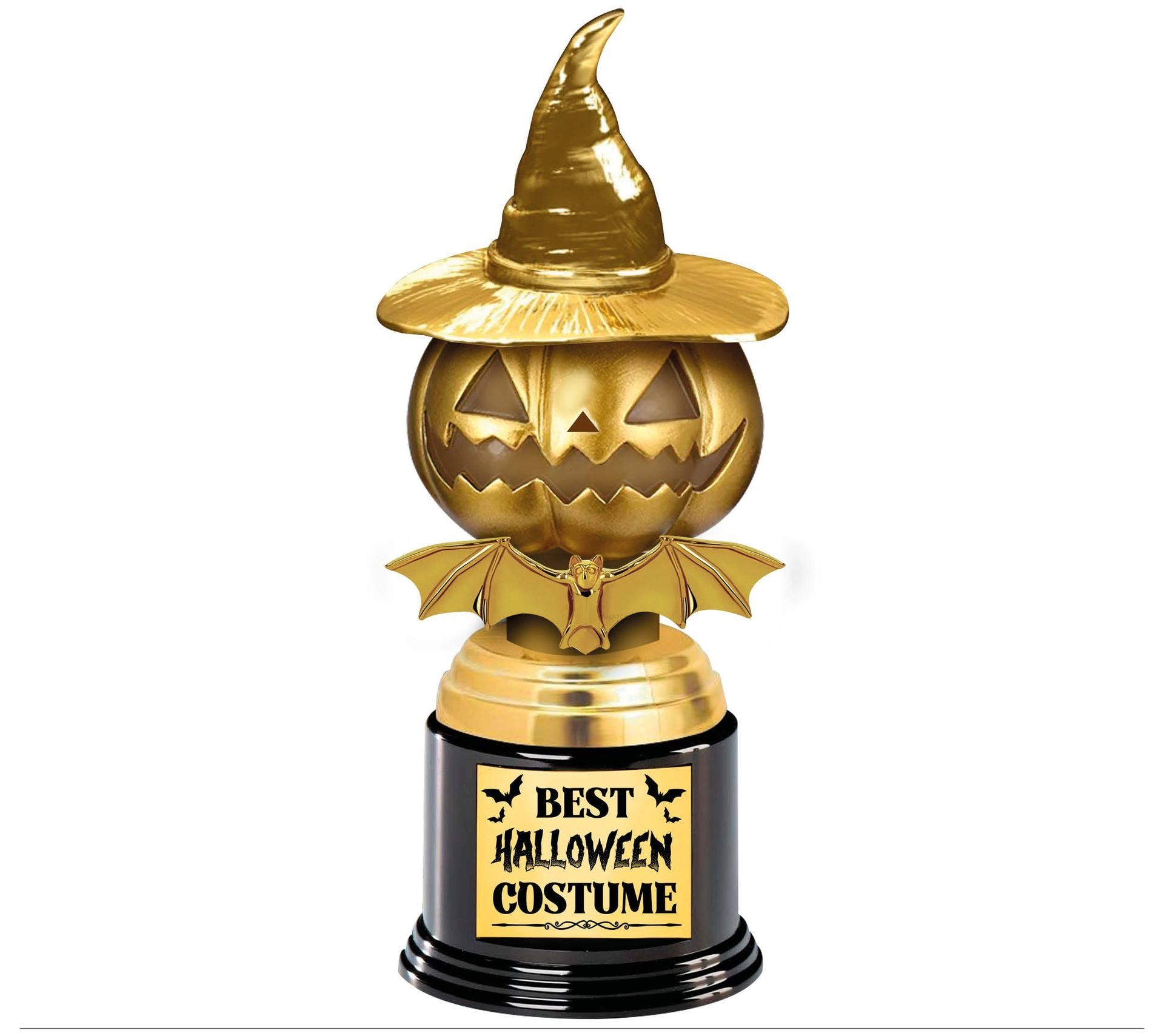 Gouden pompoen beste halloween kostuum award plastic 22 cm