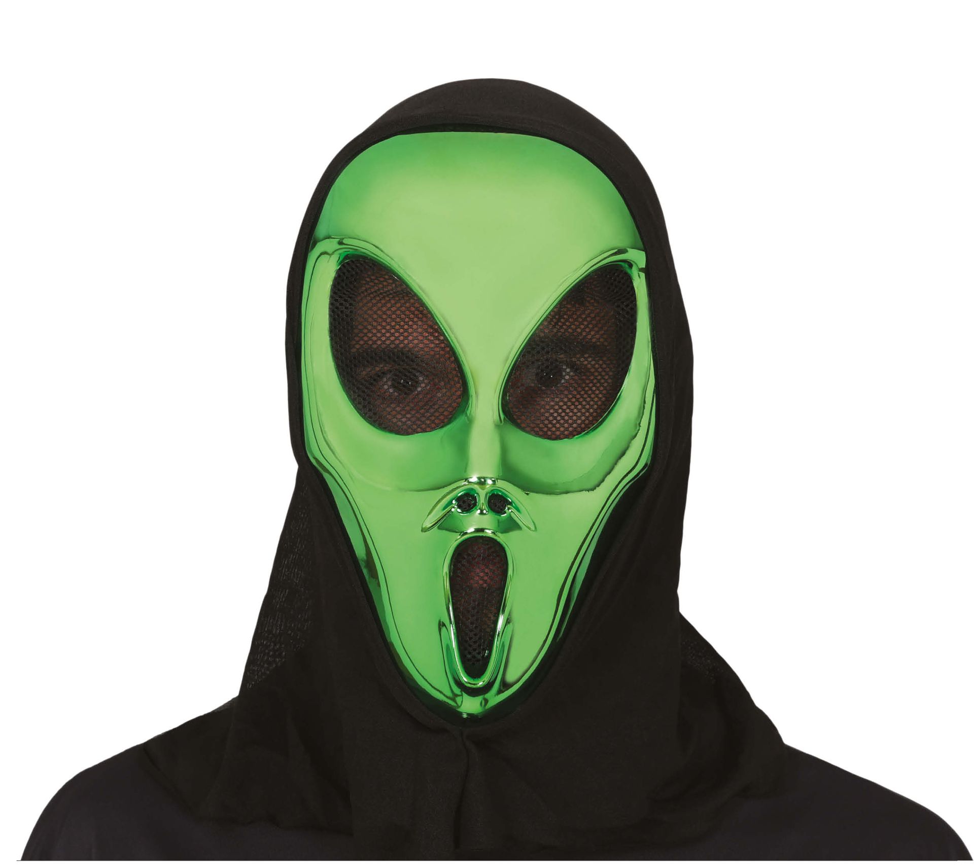 Groen alien masker met kap halloween