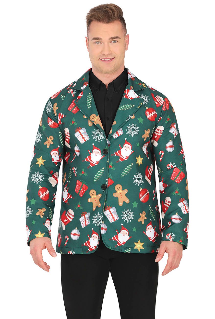 Groene foute kerstblazer heren