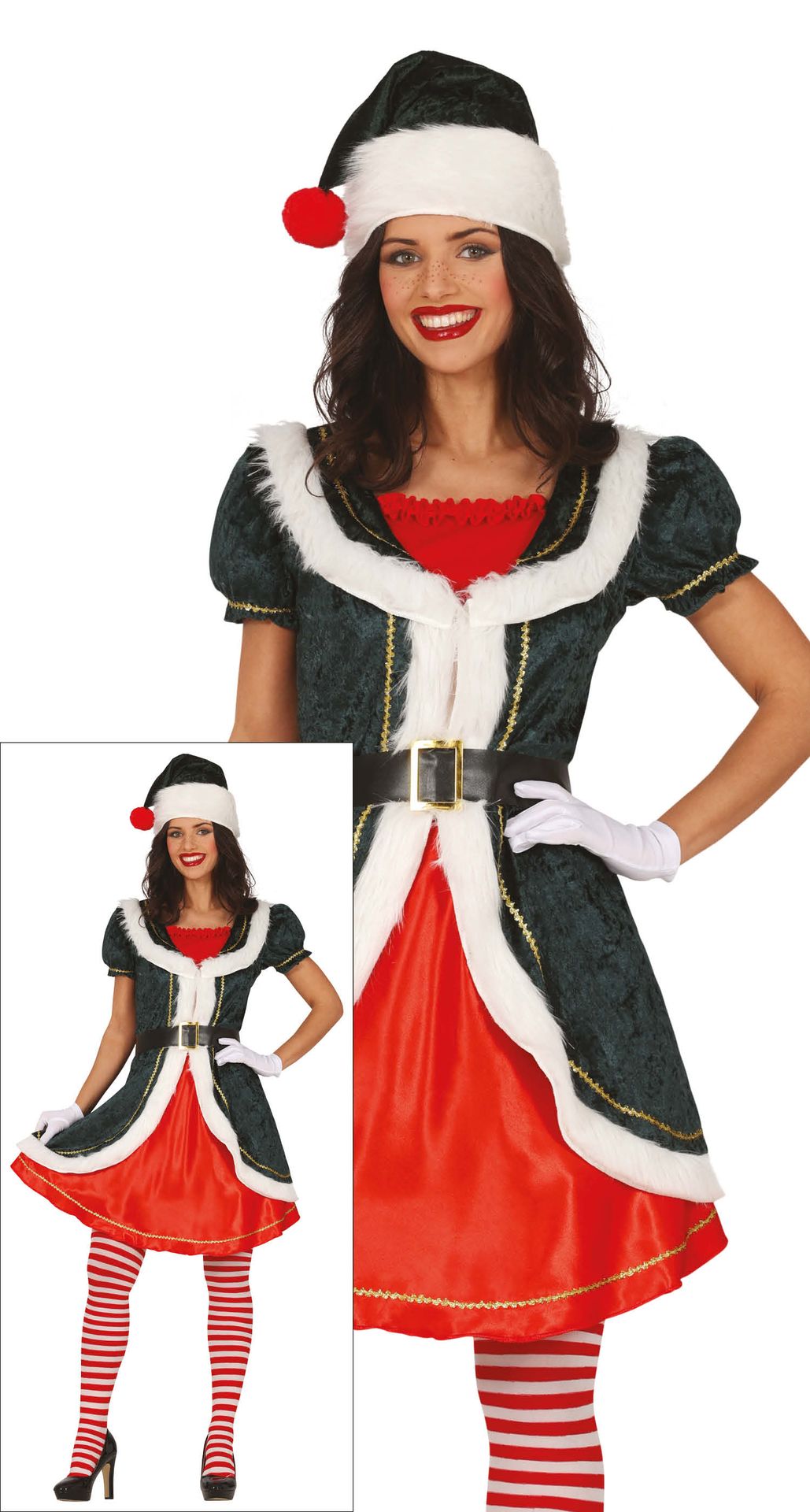 Groene kerst elf jurk dames