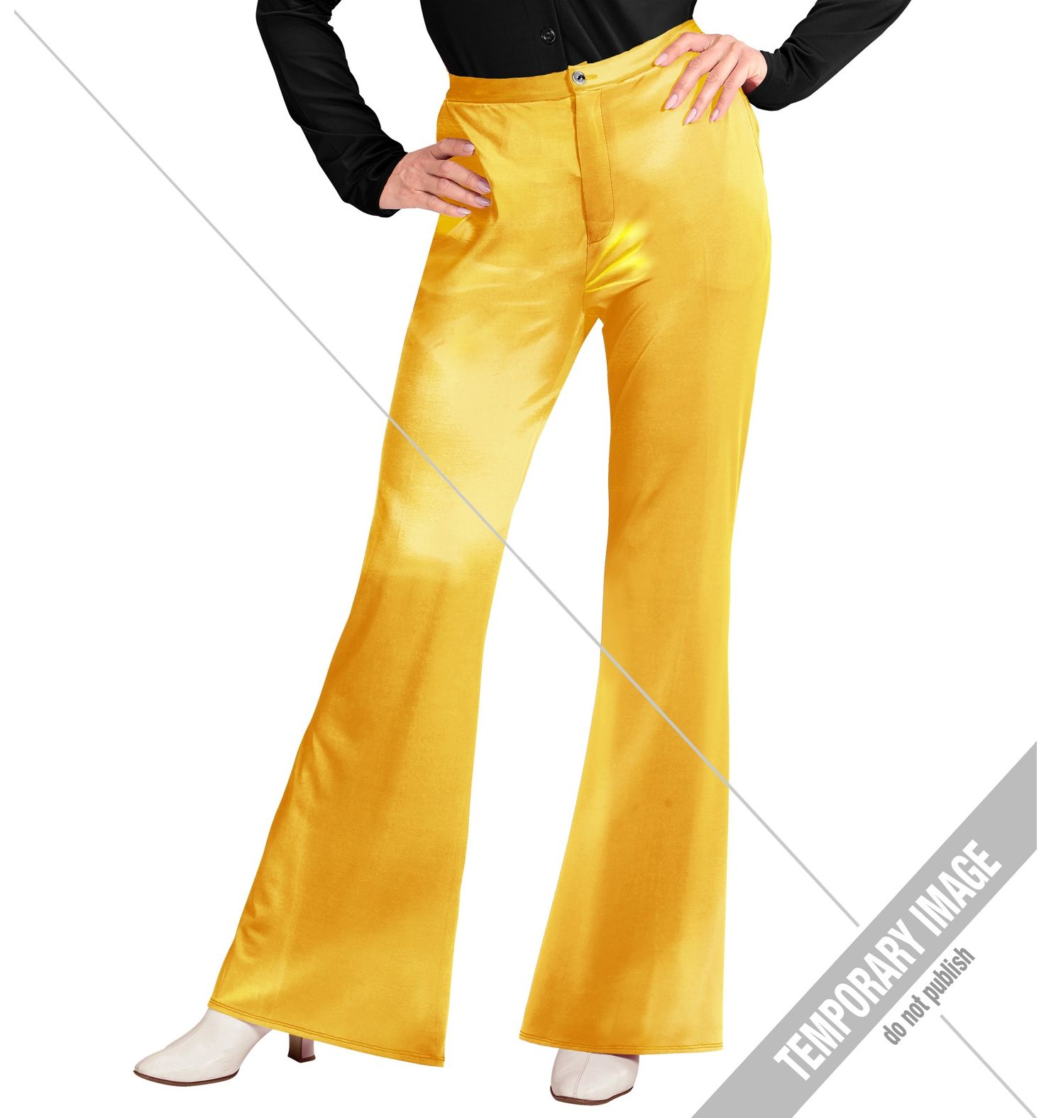 Groovy style disco broek geel dames