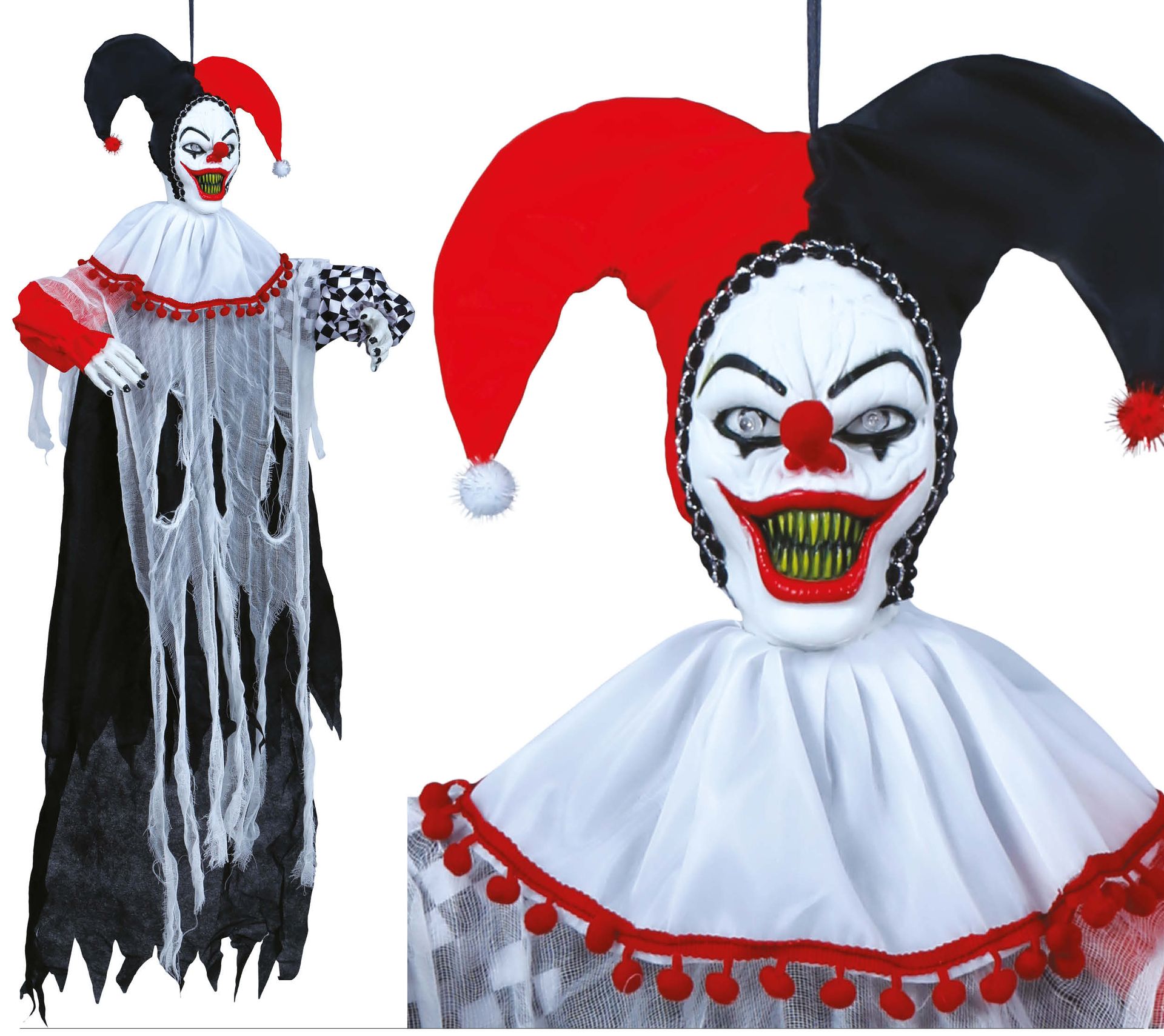 Hangdecoratie horrorclown 120 cm halloween