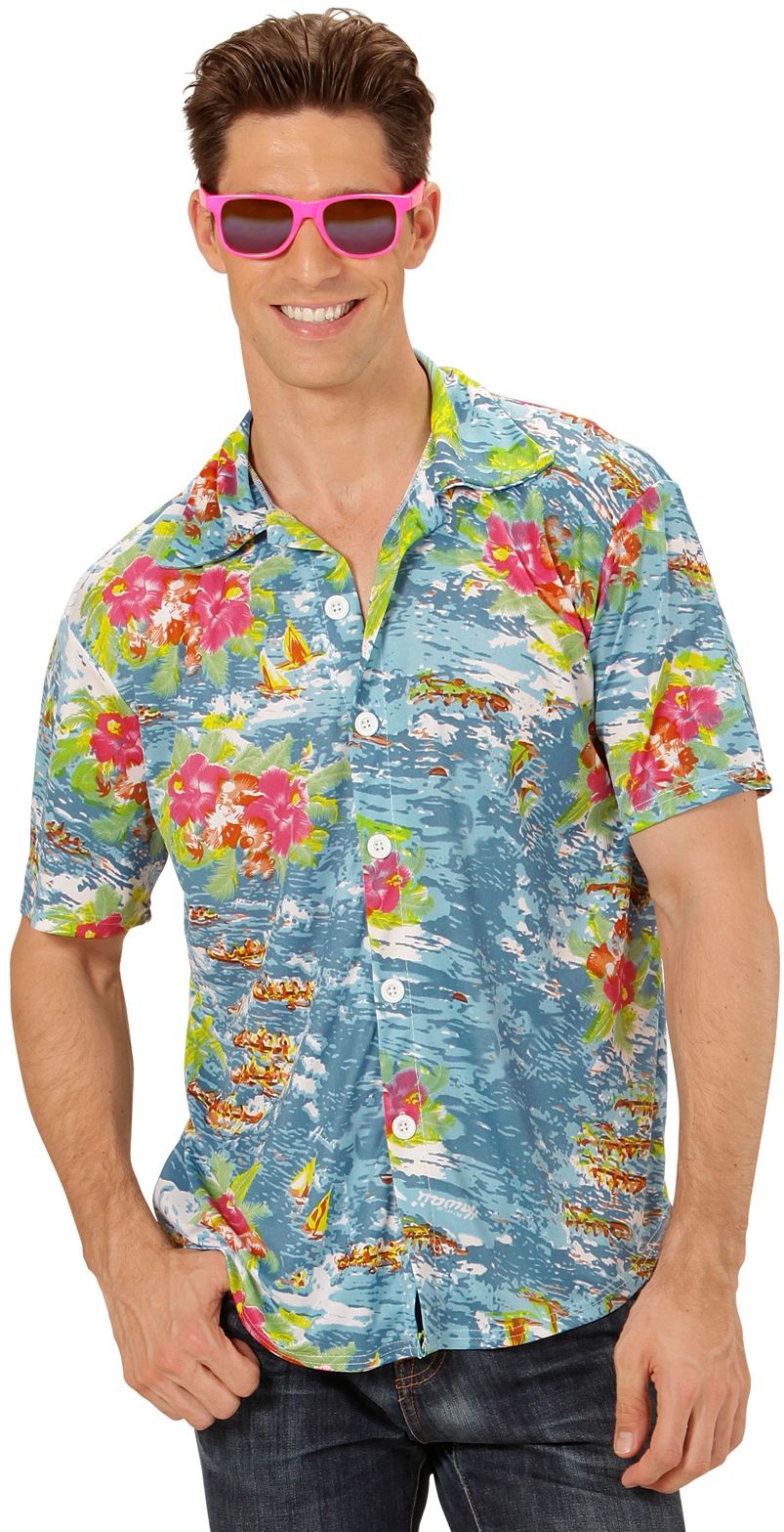 Hawaii blousje heren blauw