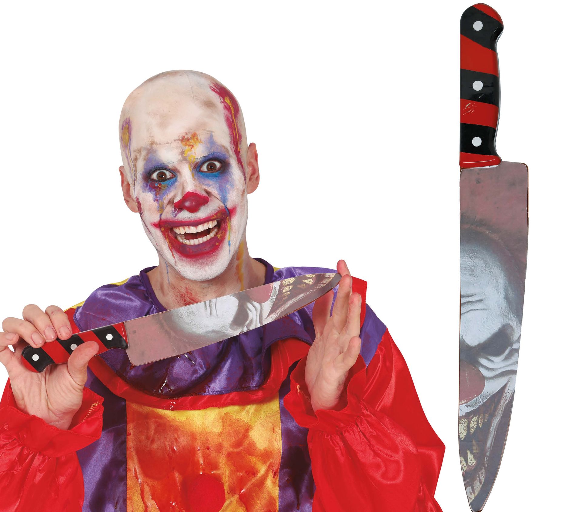 Horror clown keukenmes 37 cm halloween