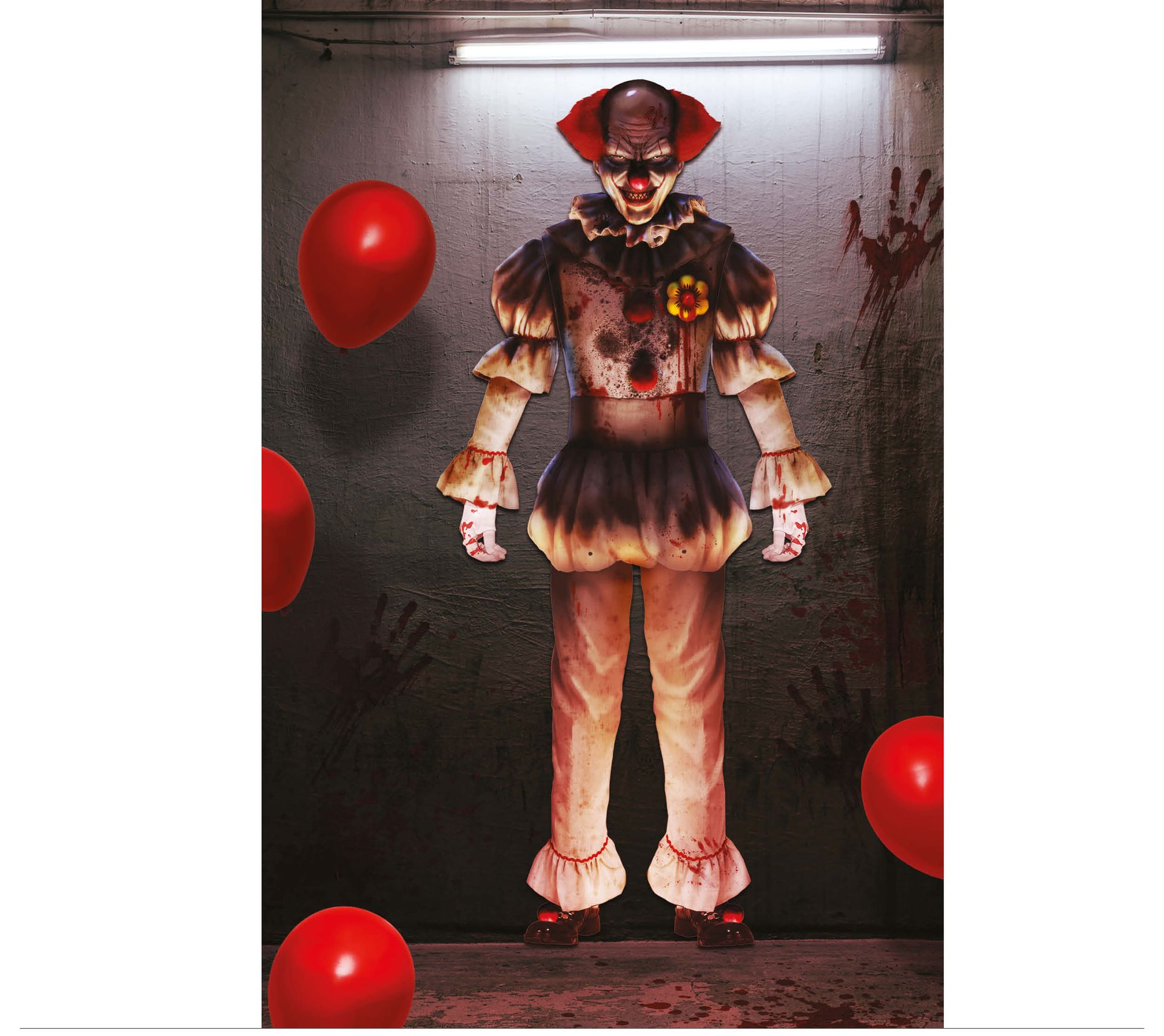 Horror clown wanddecoratie 180 cm halloween