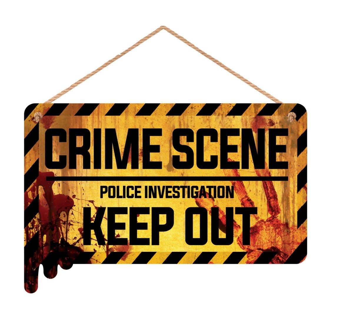 Houten "Crime scene" bord 35 x 20 cm halloween