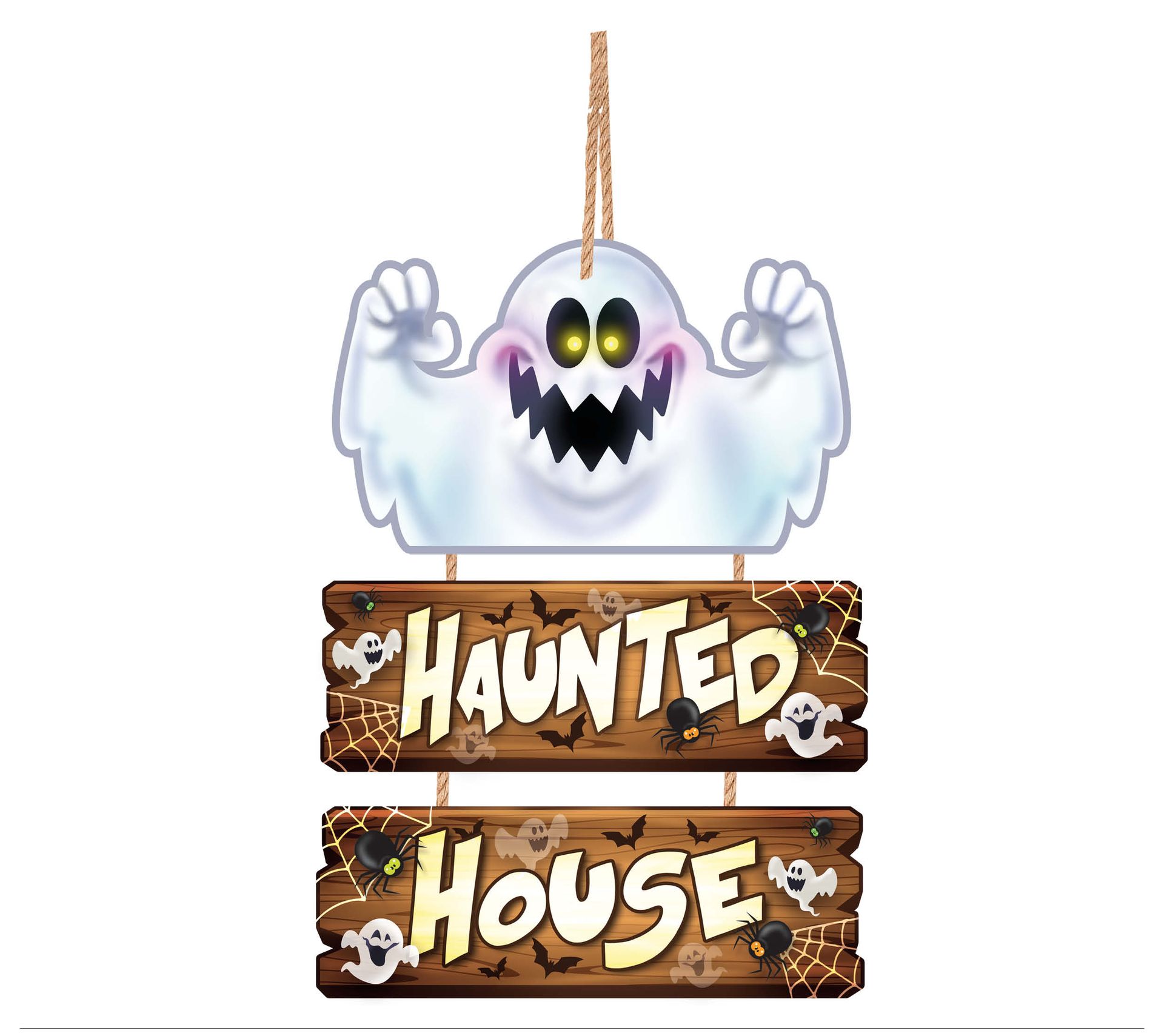 Houten "Haunted house" spook bord 3 delig 32 x 21 cm halloween