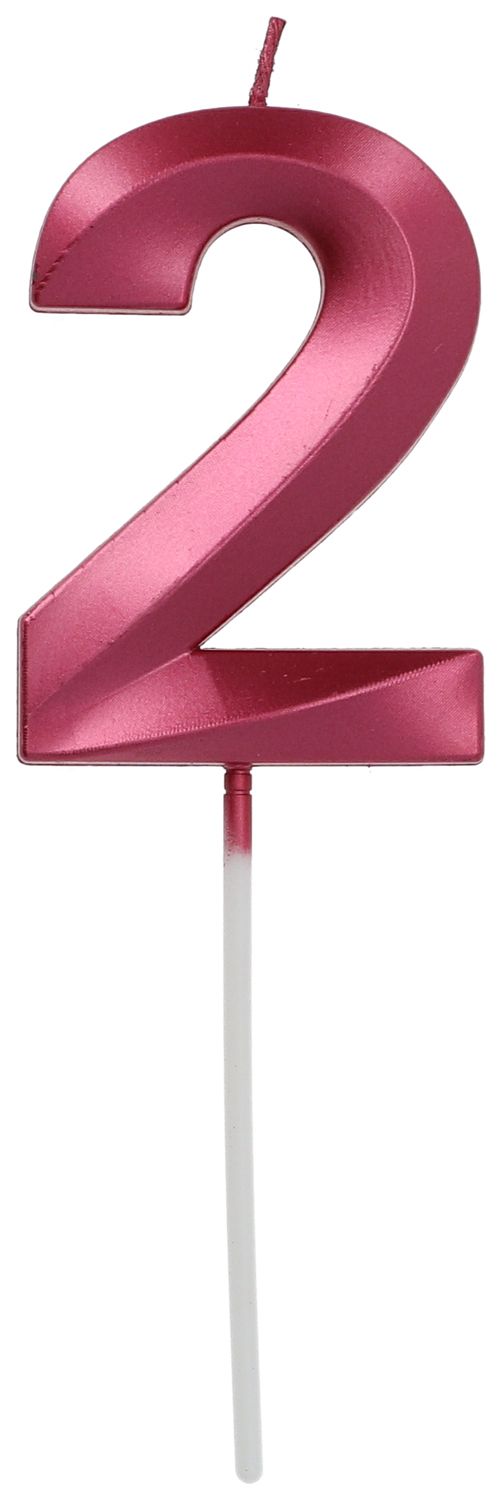 Kaars Glamour Cijfer 2 Roze Metallic