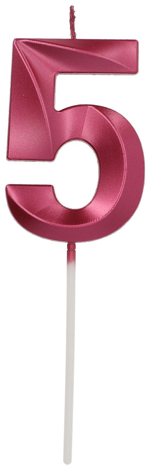 Kaars Glamour Cijfer 5 Roze Metallic