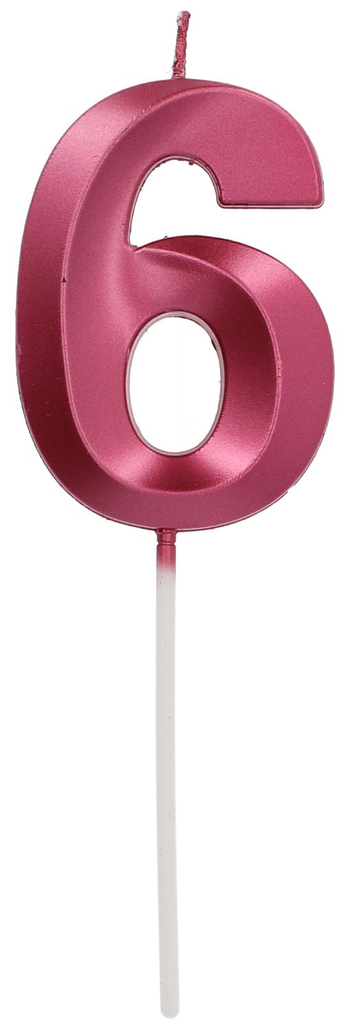 Kaars Glamour Cijfer 6 Roze Metallic