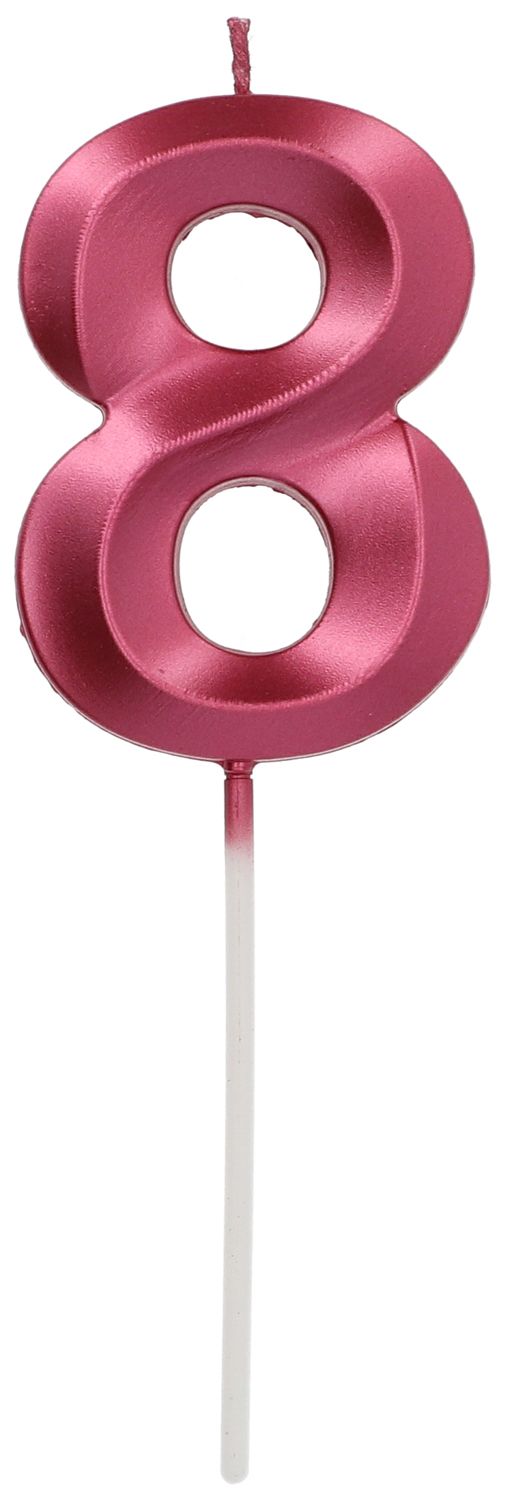 Kaars Glamour Cijfer 8 Roze Metallic