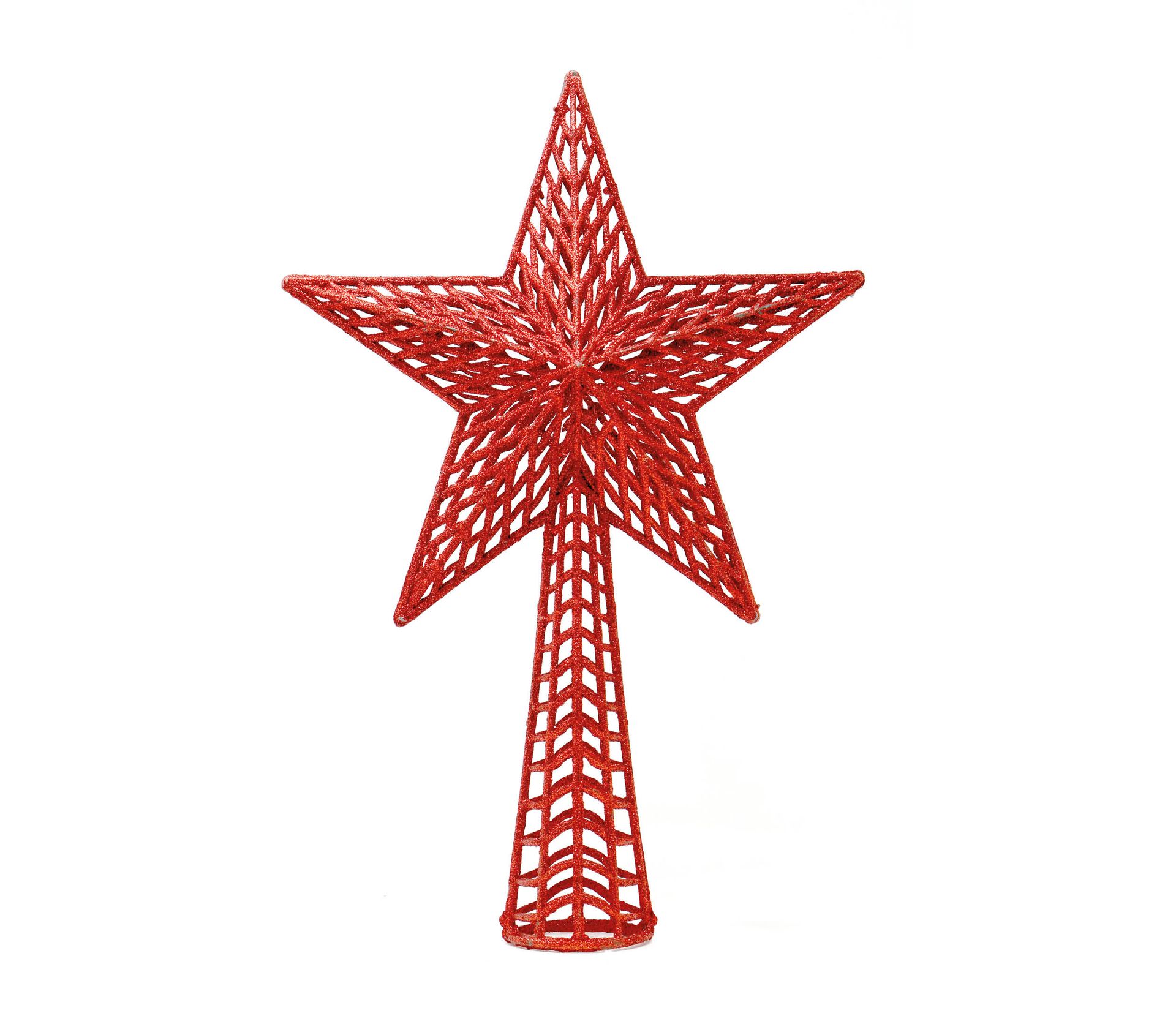 Kerstboom topper ster glitter rood 27cm