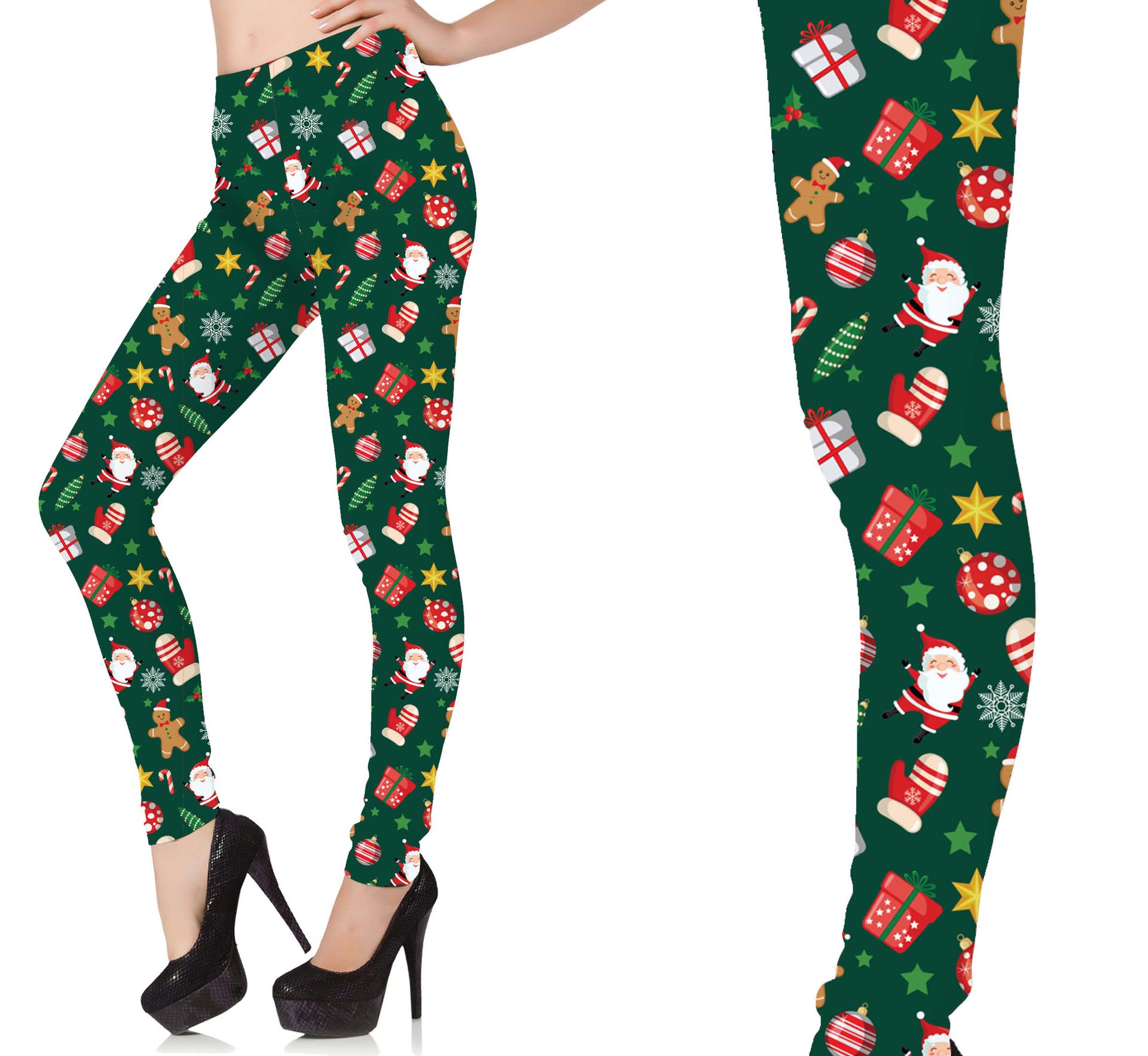 Kerstlegging met print dames groen fout