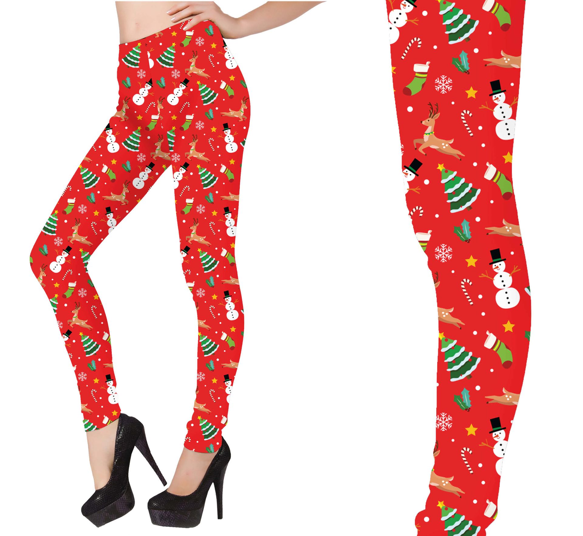 Kerstlegging met print dames rood fout