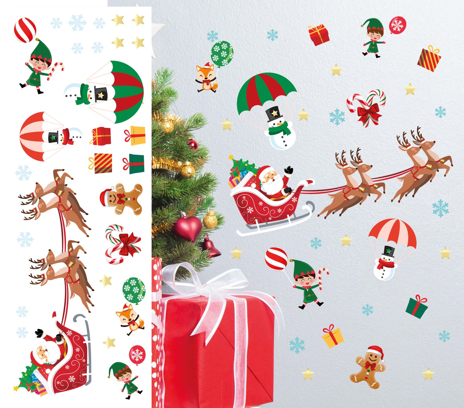 Kerstman arrenslee muurstickers