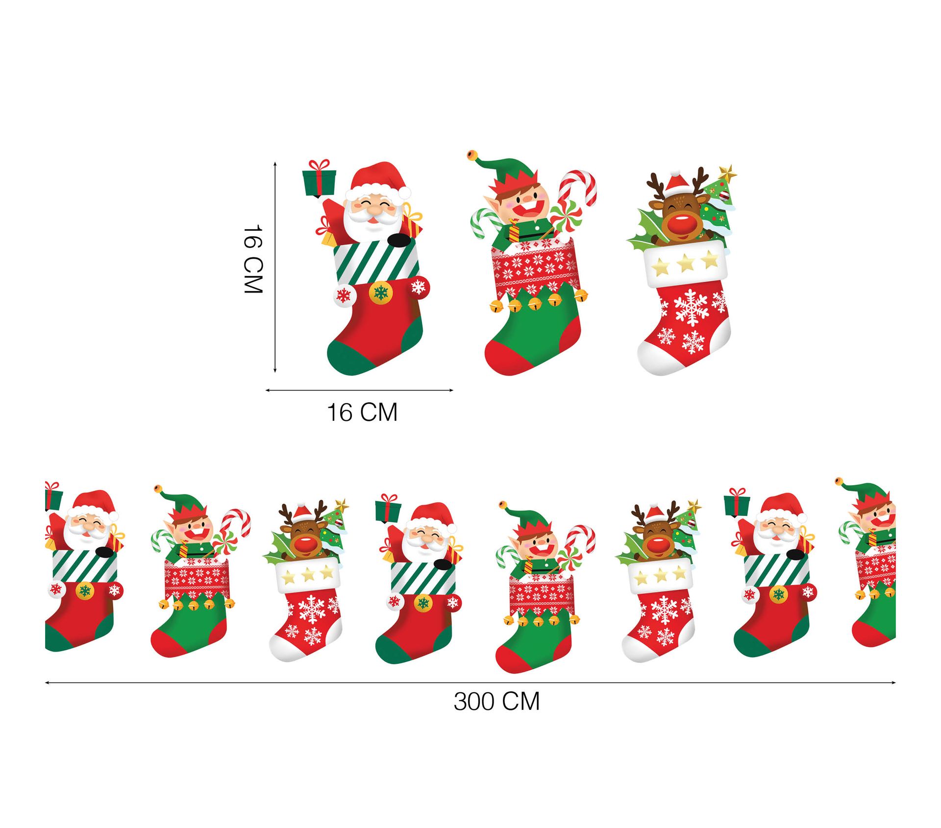 Kerstsokken feestslinger 3m