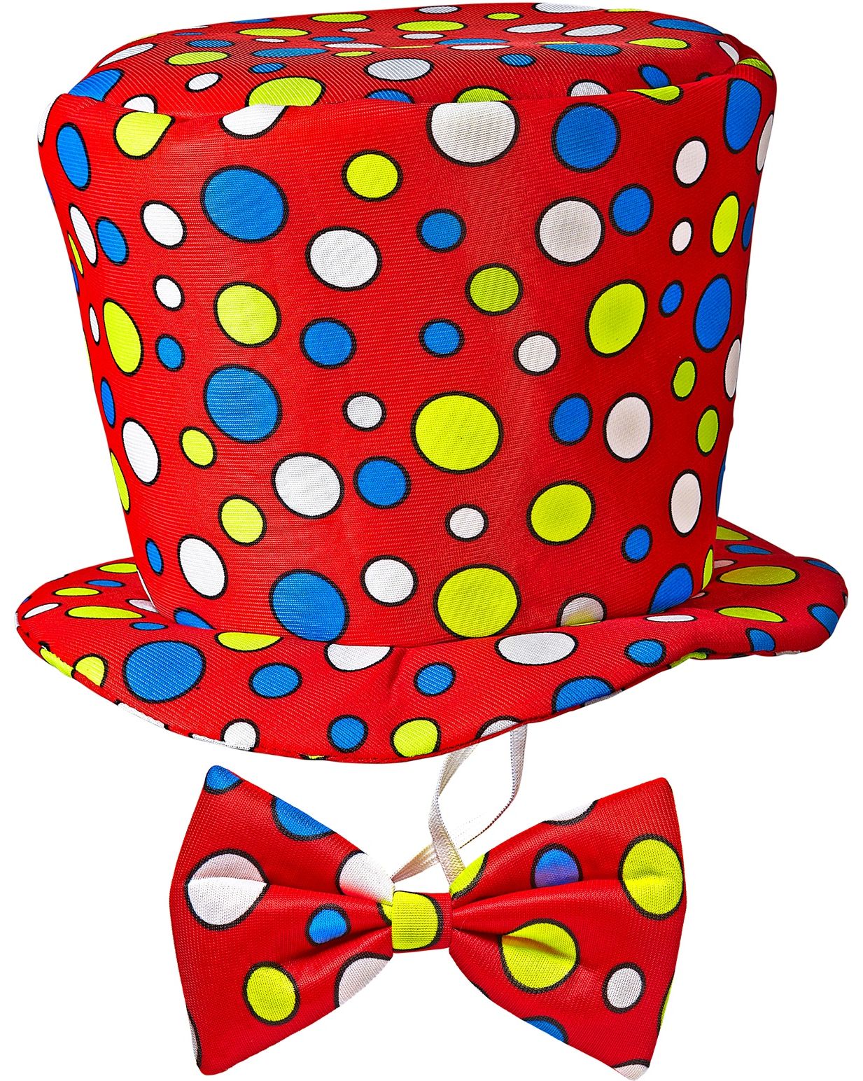 Kleine clown hoed rood met stippen en vlinderstrik