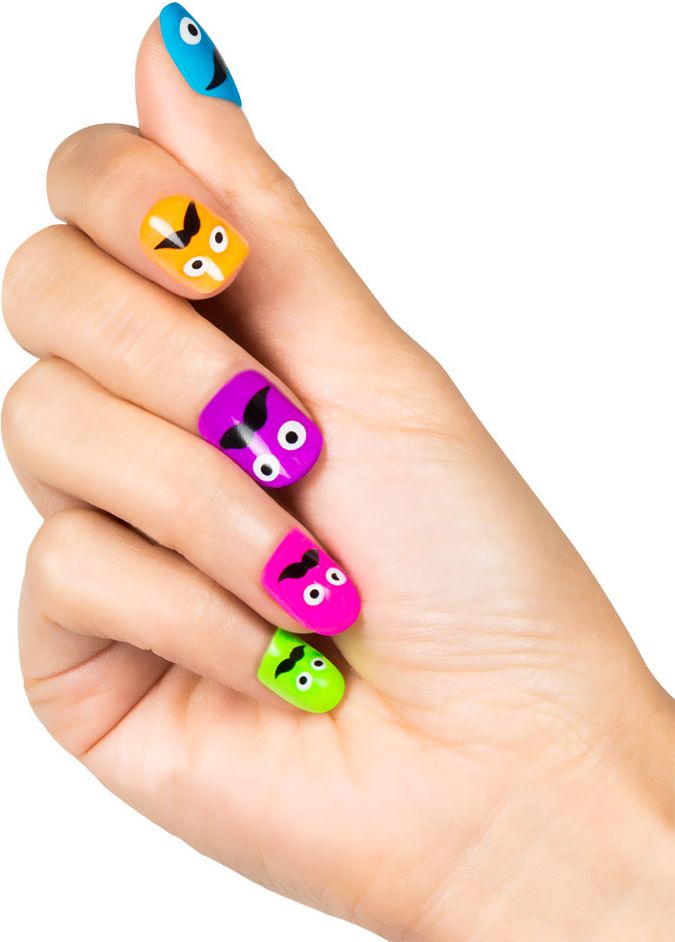 Kleurige moustache nagels 24x