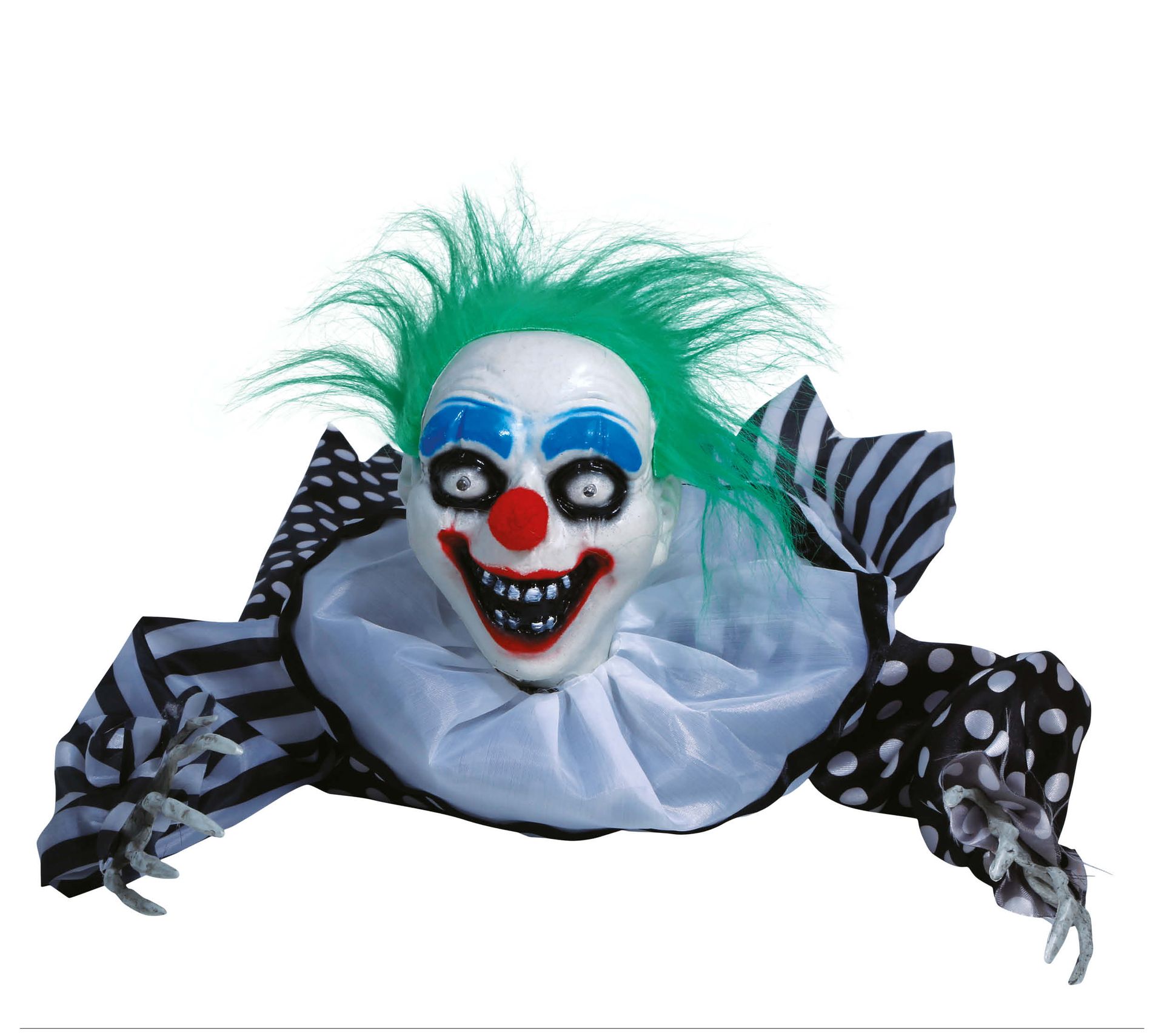 Kruipende horrorclown met licht, geluid en beweging 65 cm halloween