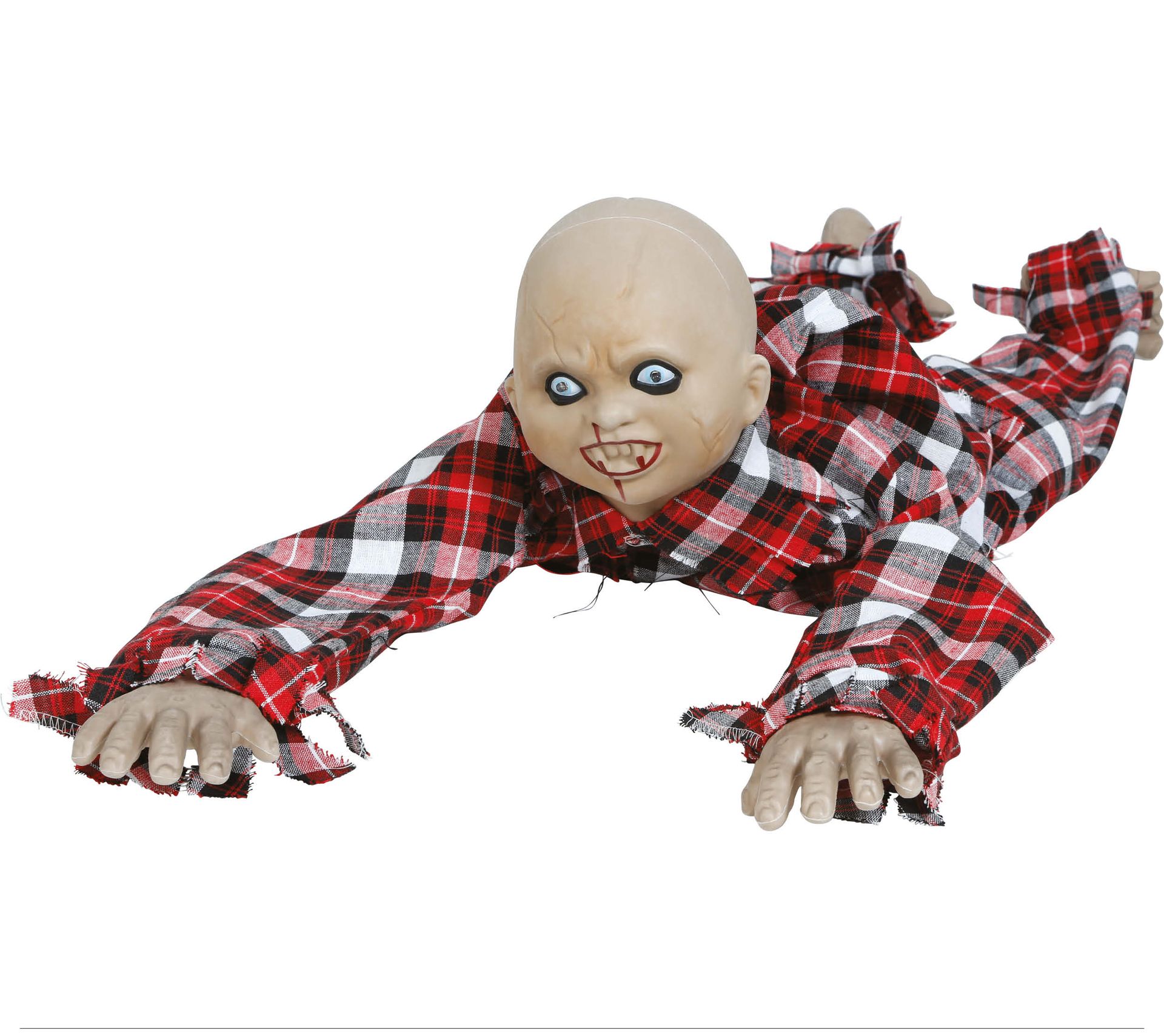 Kruipende zombie baby met verlichting, geluid en beweging 90 cm halloween