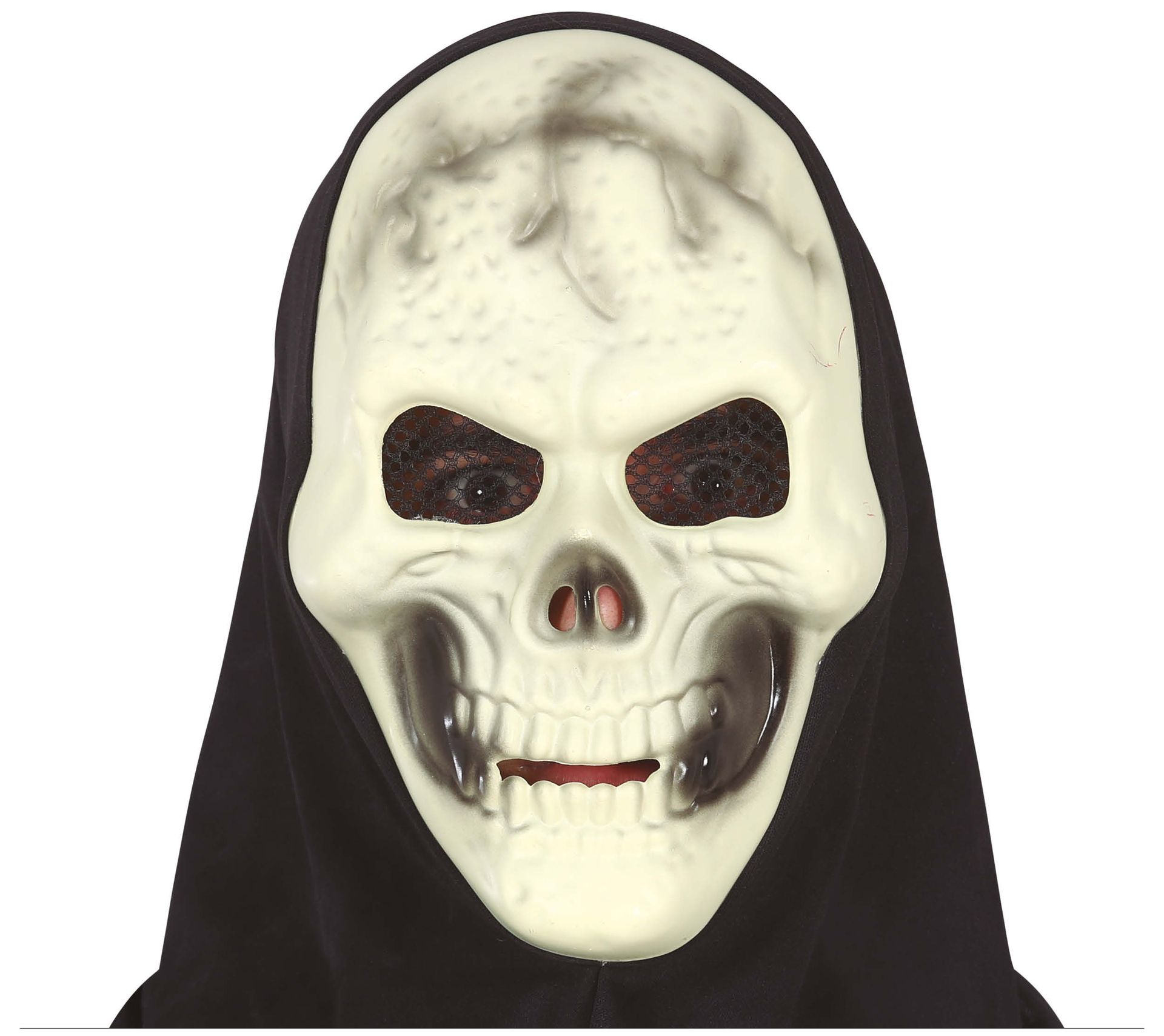 Lachende schedel masker met kap halloween