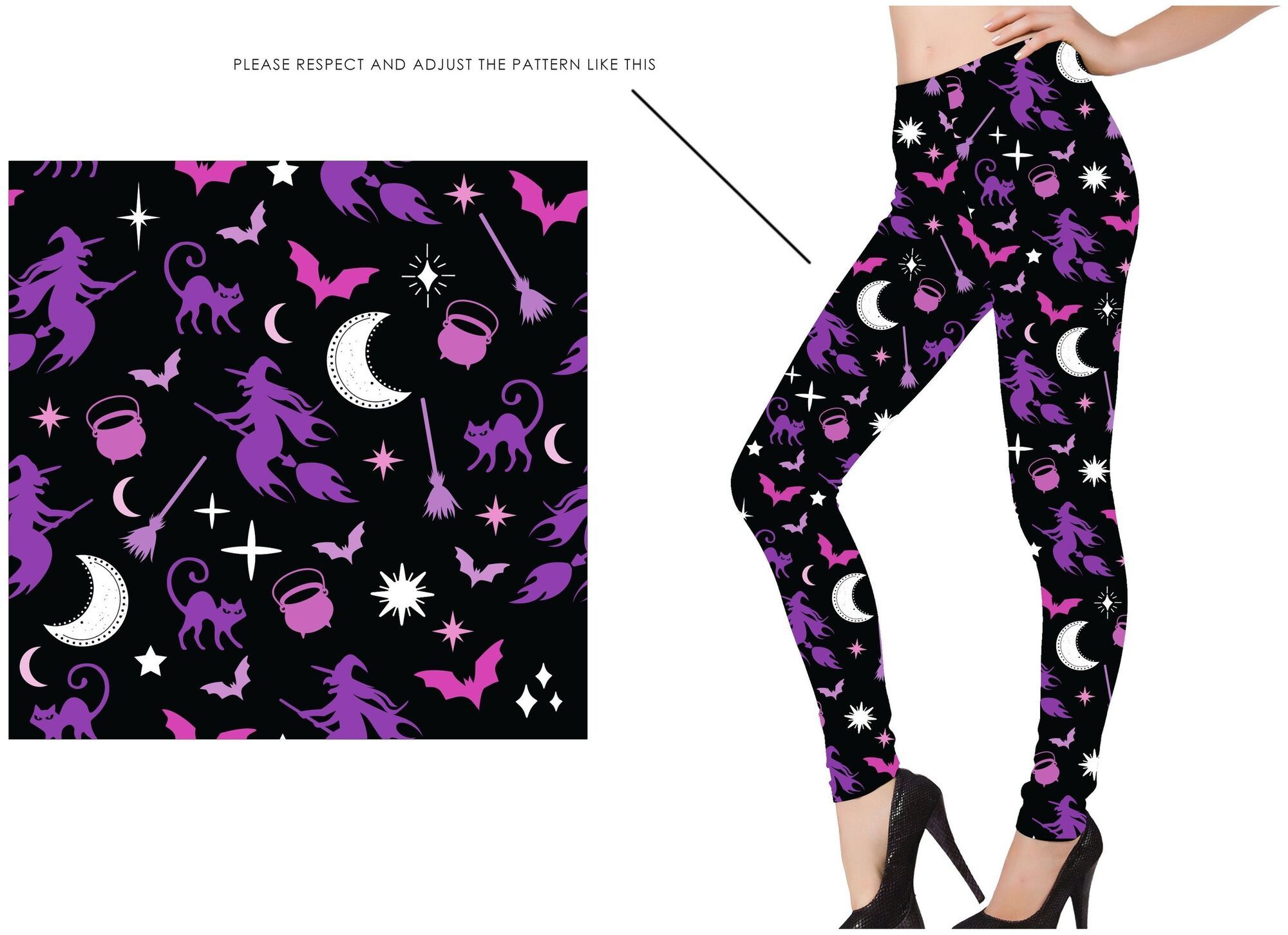 Legging dames halloween paarse heks