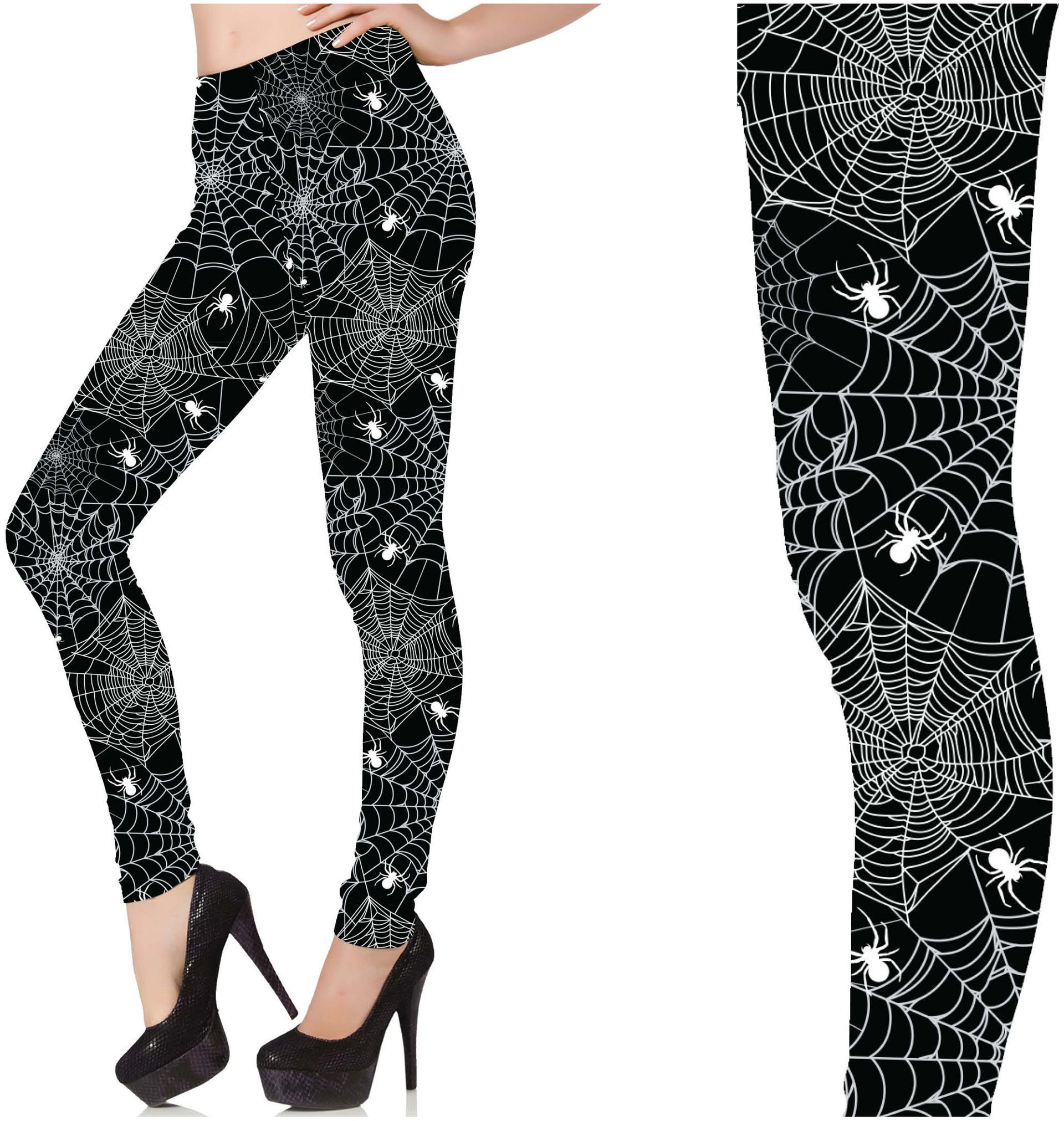 Legging dames zwart halloween spinnenweb