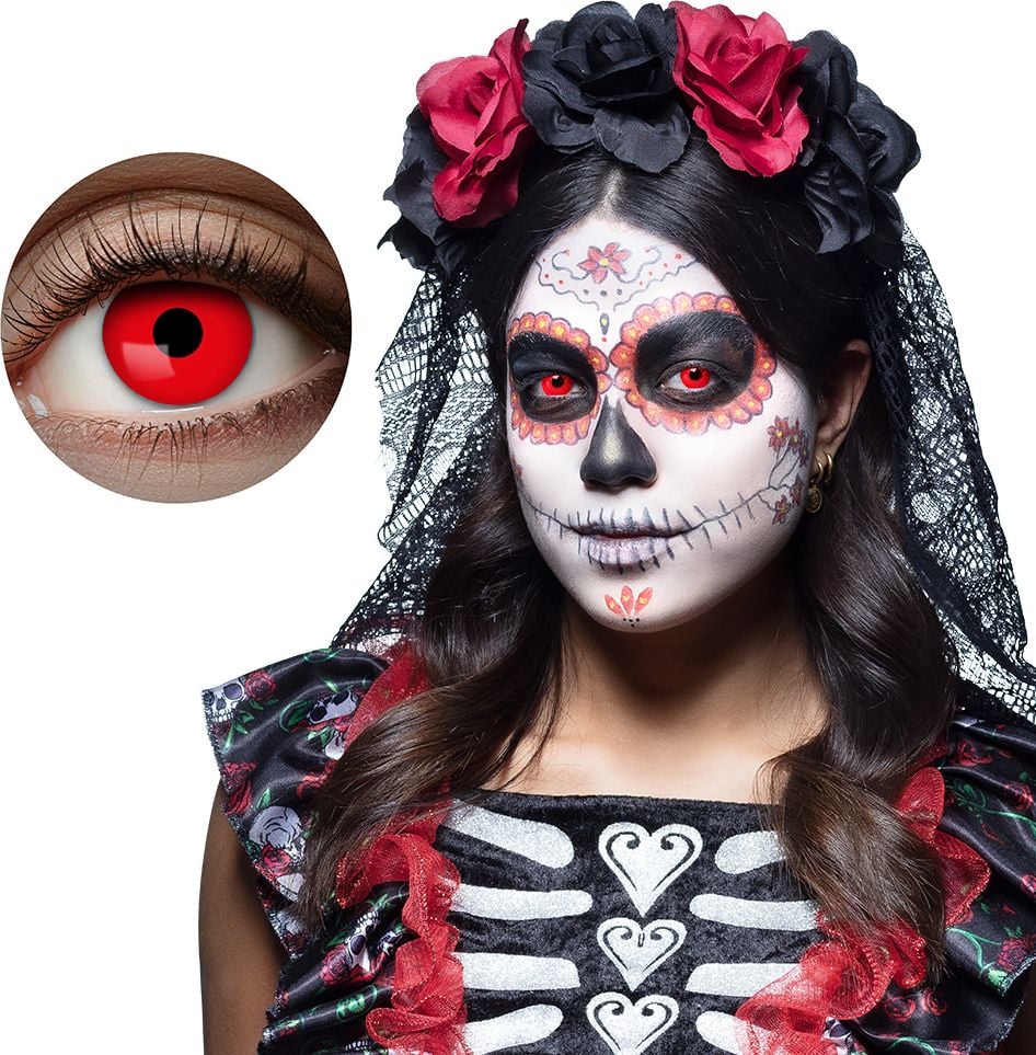 Maandlenzen UV flash rood halloween