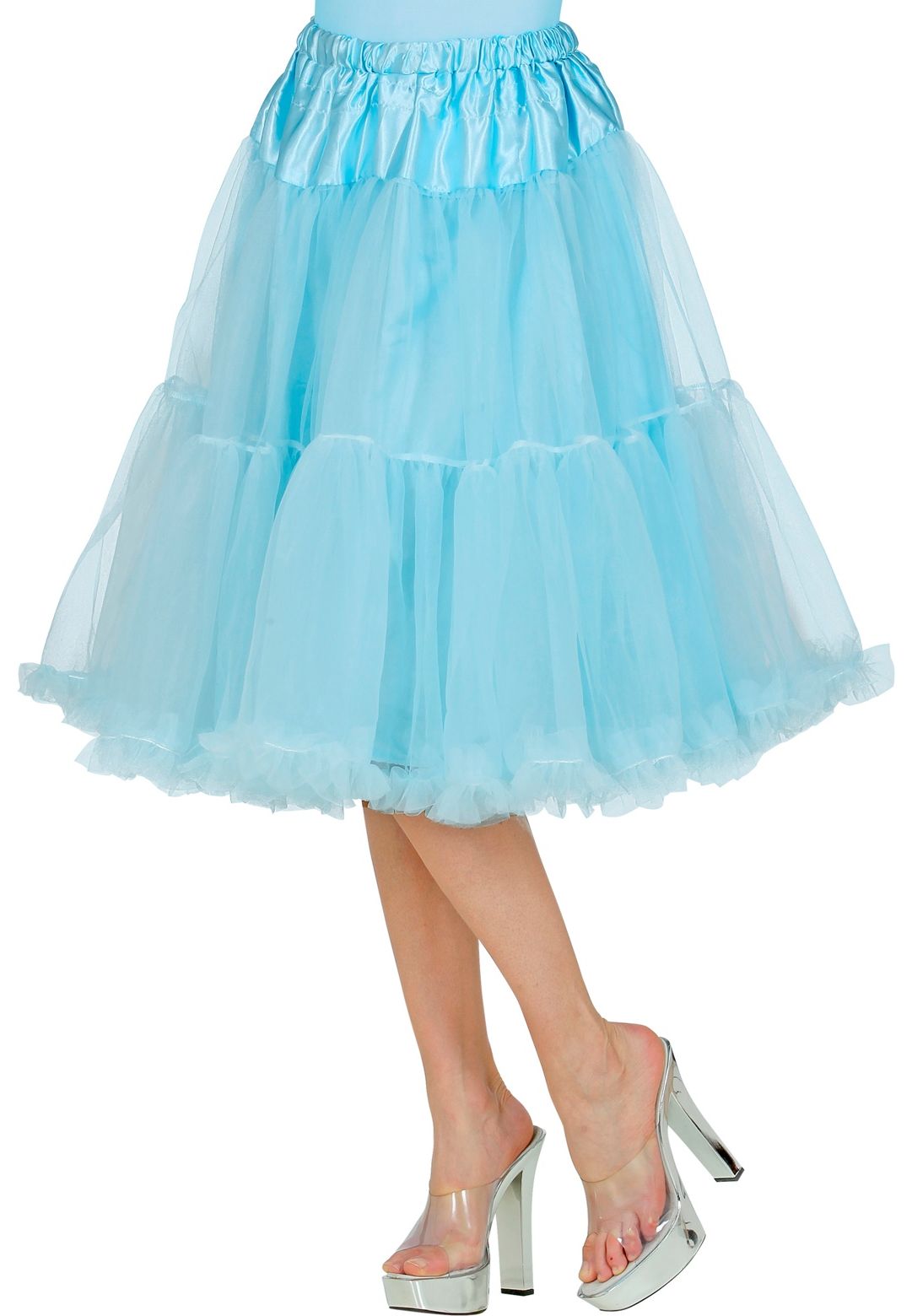 Midi tule azuurblauw petticoat