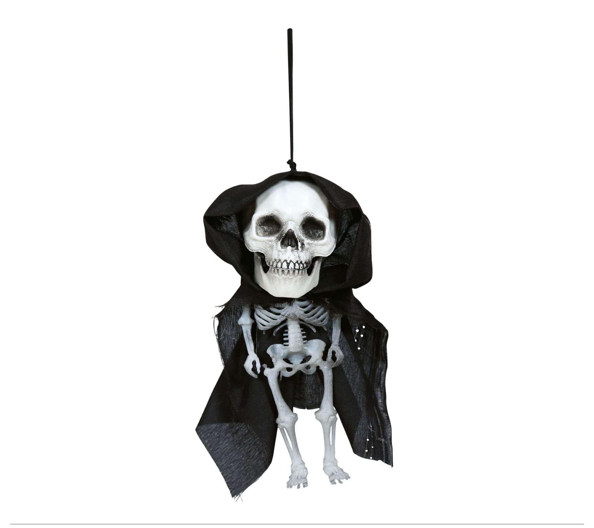 Mini hangdecoratie skelet met mantel 15 cm halloween